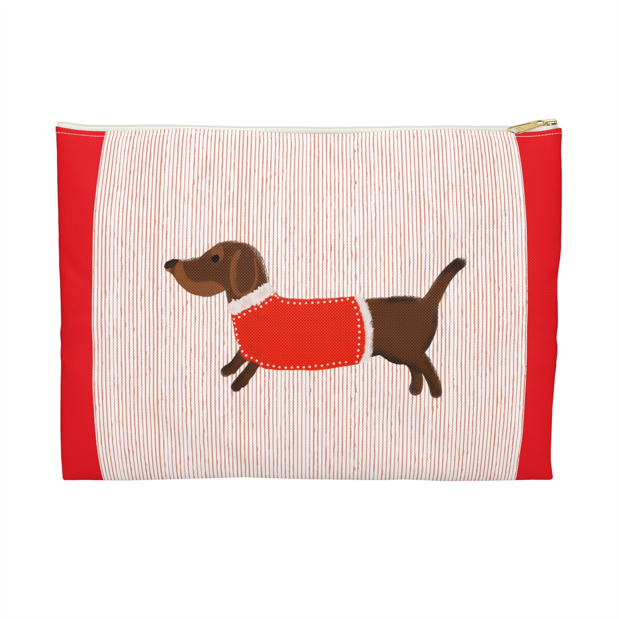 Dachshund Pouch — Cute Wiener Dog Accessory Bag with Red Sweater