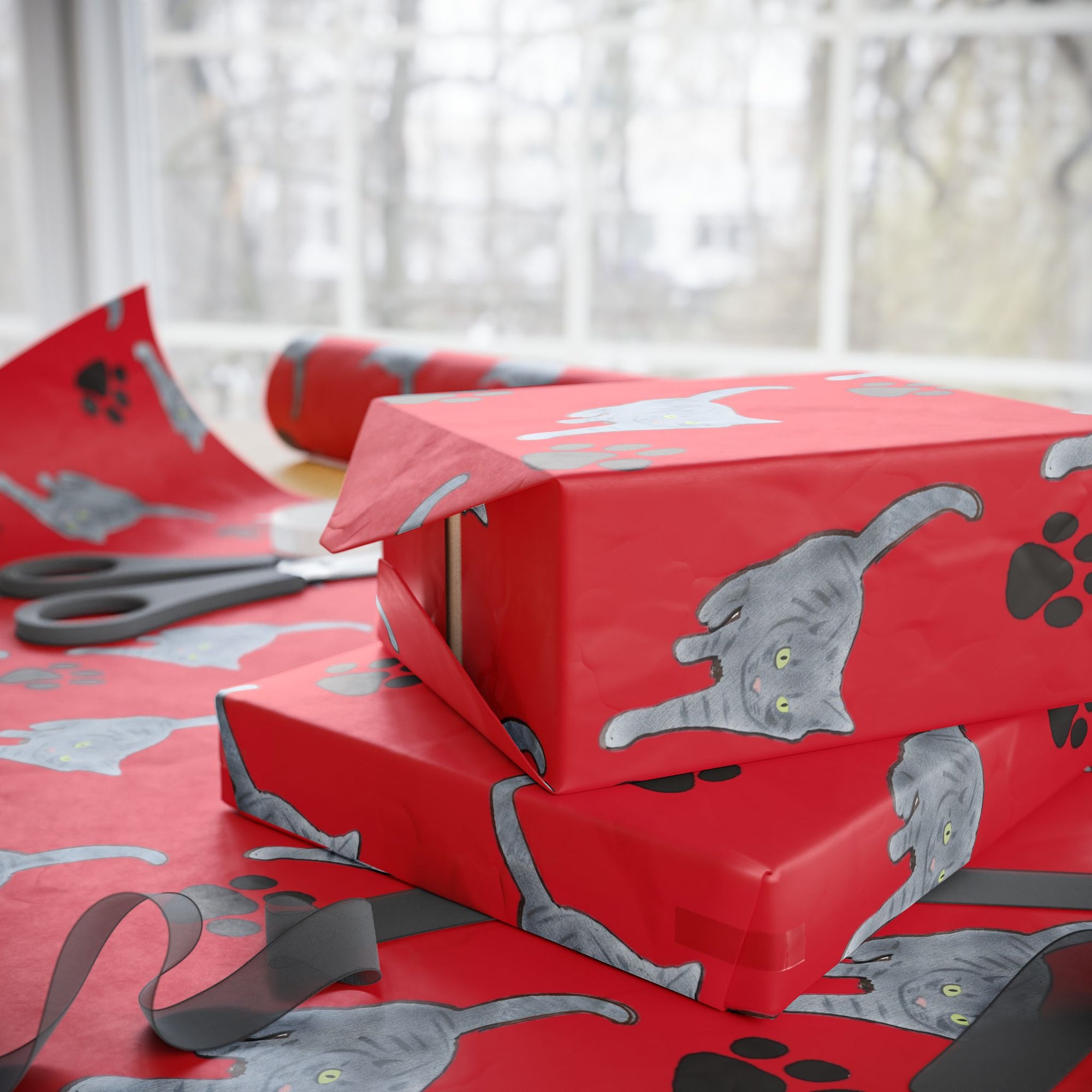 Cat Paw Print Wrapping Paper