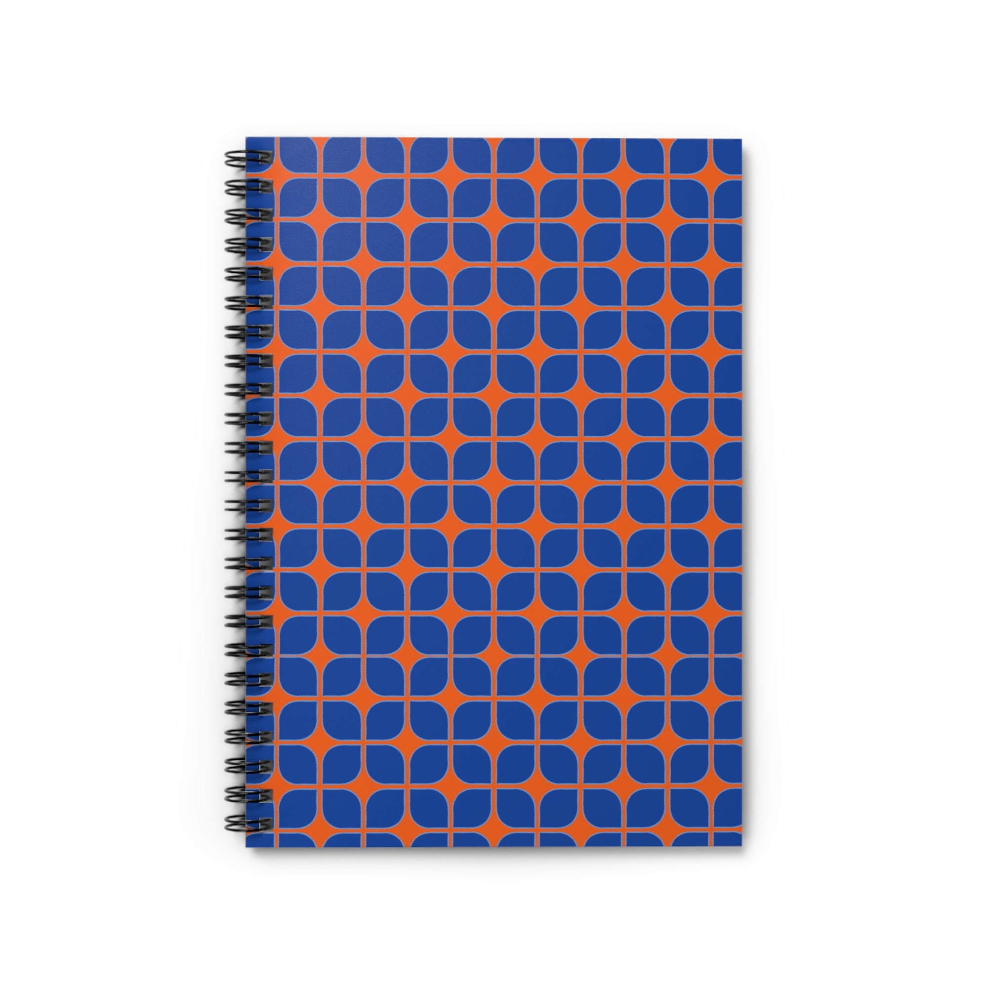 Geometric Blue & Orange Spiral Notebook – Ruled Journal for Notes & School