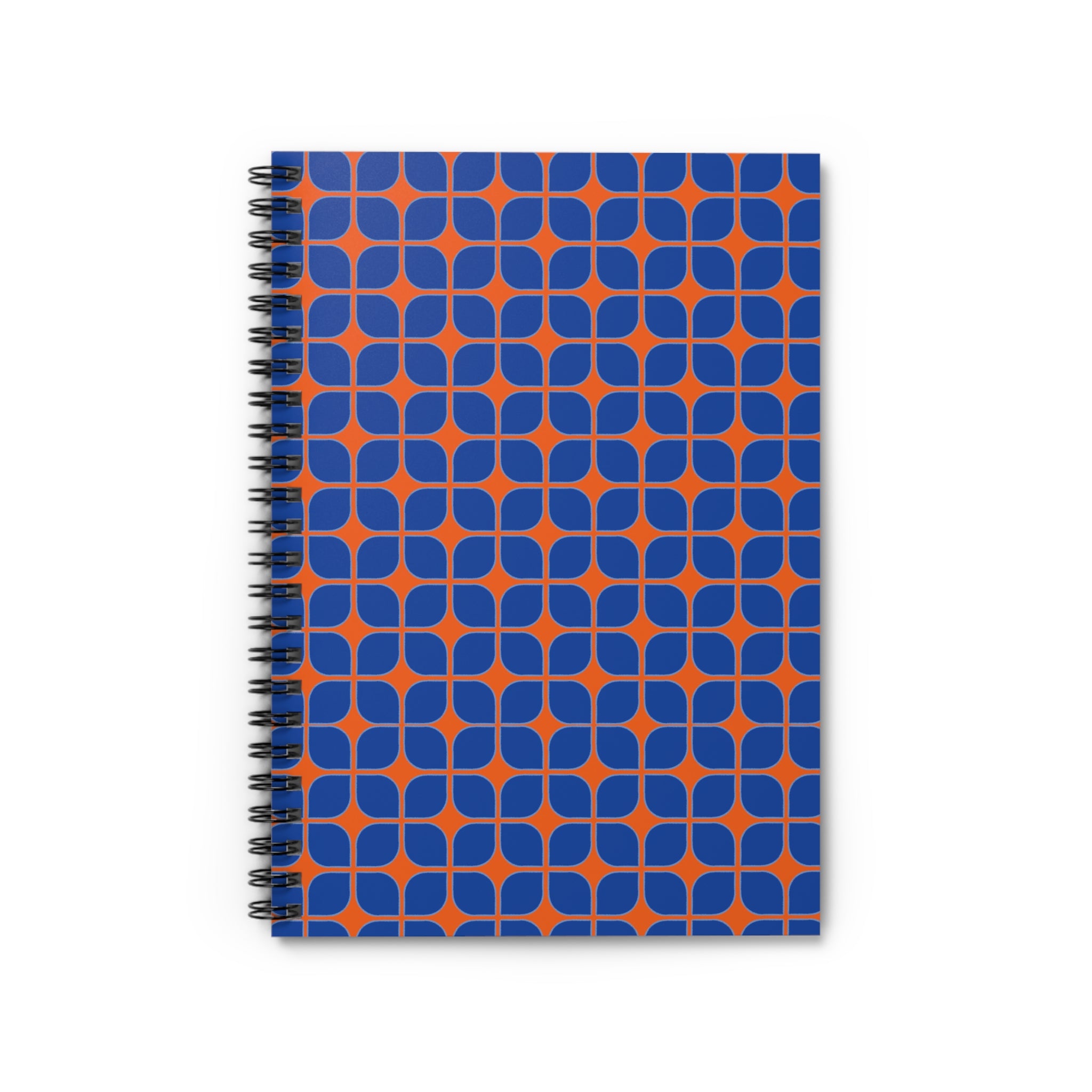 Geometric Blue & Orange Spiral Notebook – Ruled Journal for Notes & School
