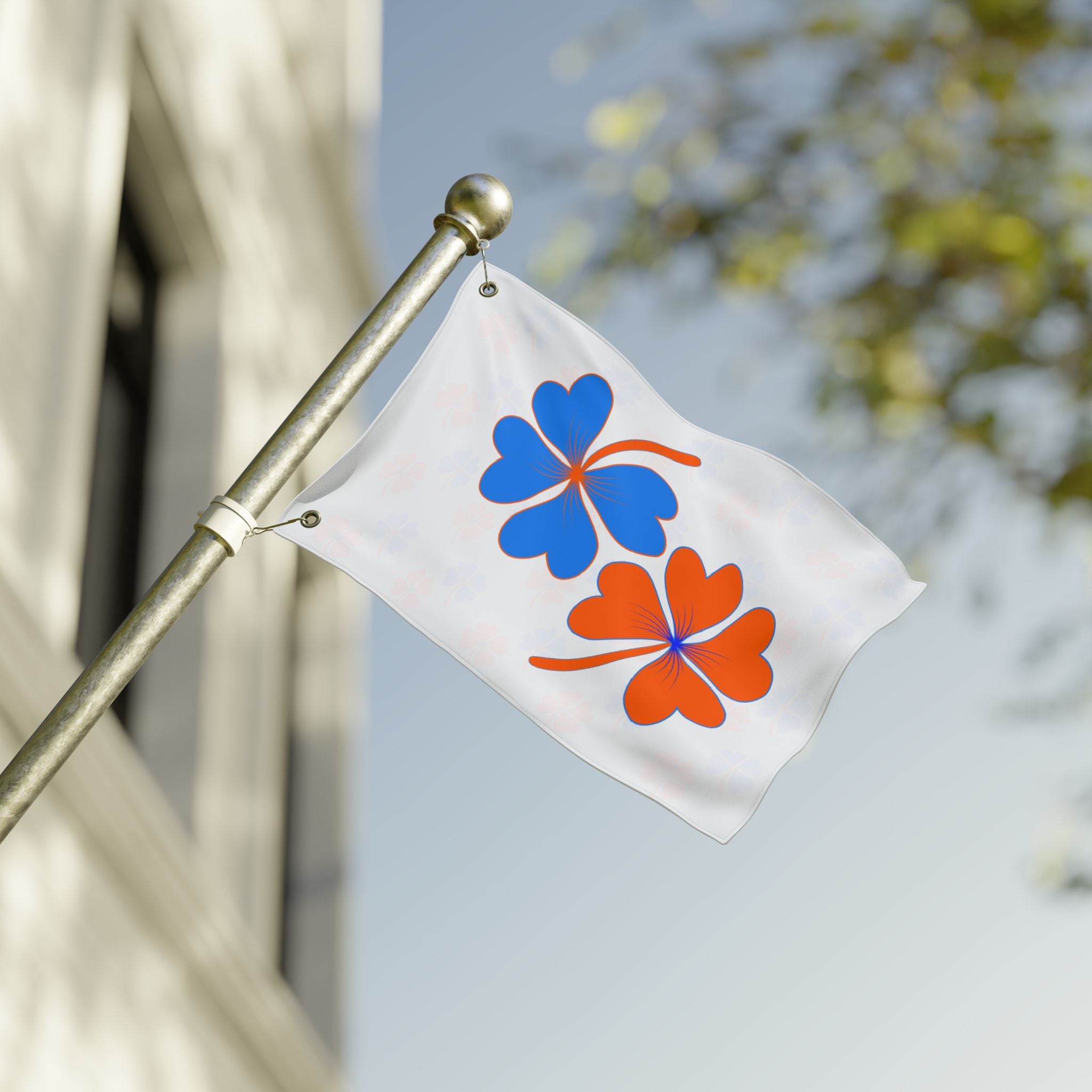 Bronco Lucky Shamrock Flag, Blue and Orange Game Day, Outdoor Flag, Festive Yard Decor, Celebratory Banner