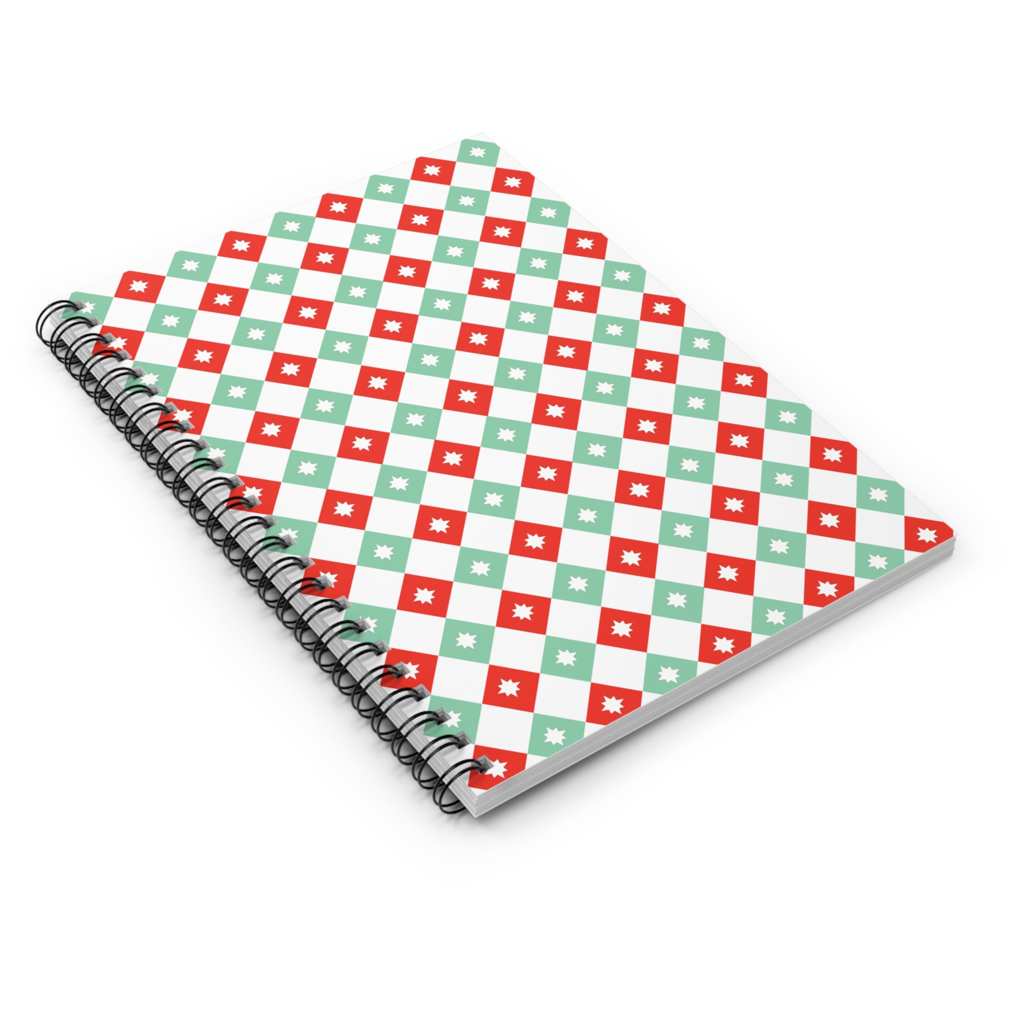Red Teal Diamond Pattern Spiral Notebook | Ruled Notebook