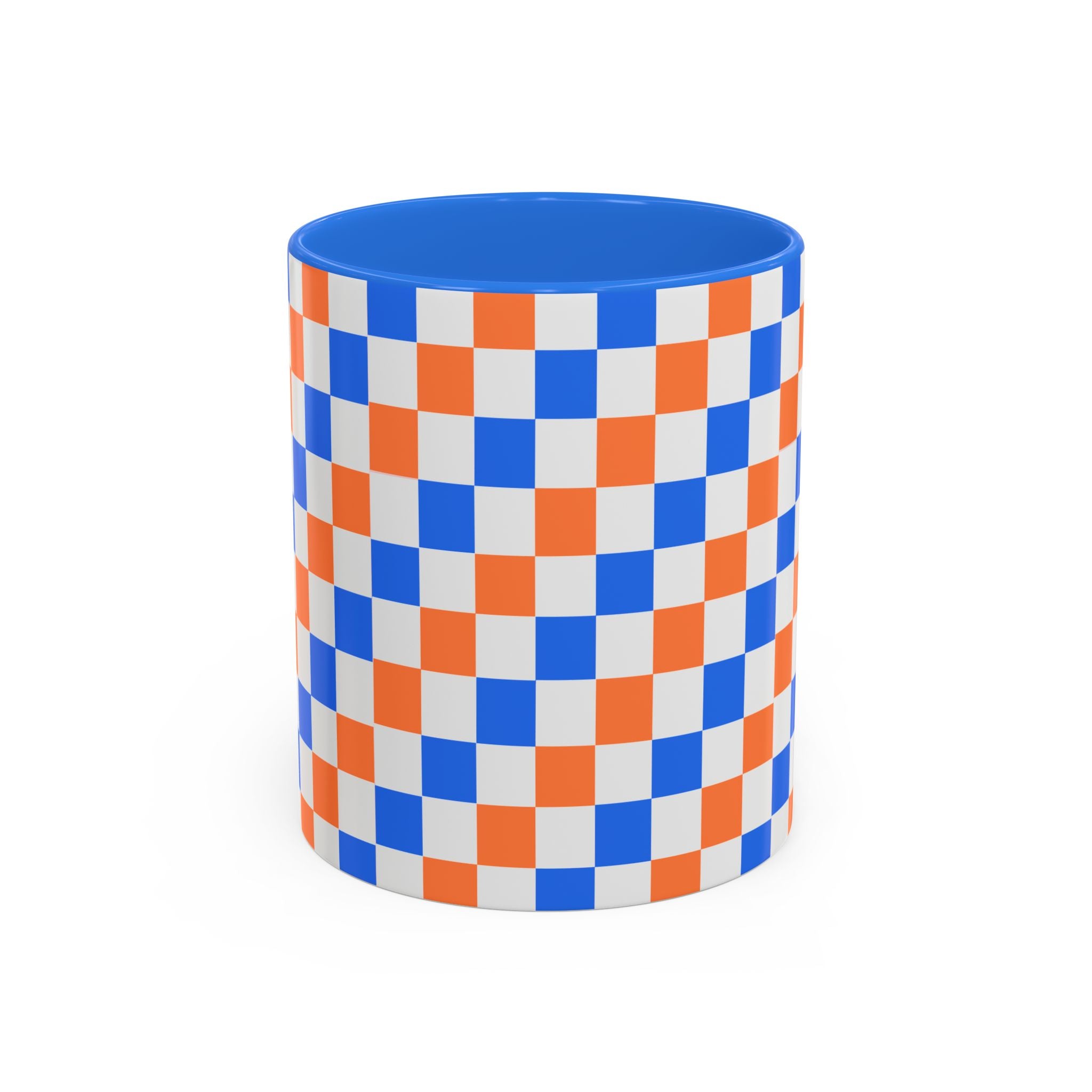 Blue & Orange Checkerboard Ceramic Mug (11oz/15oz)
