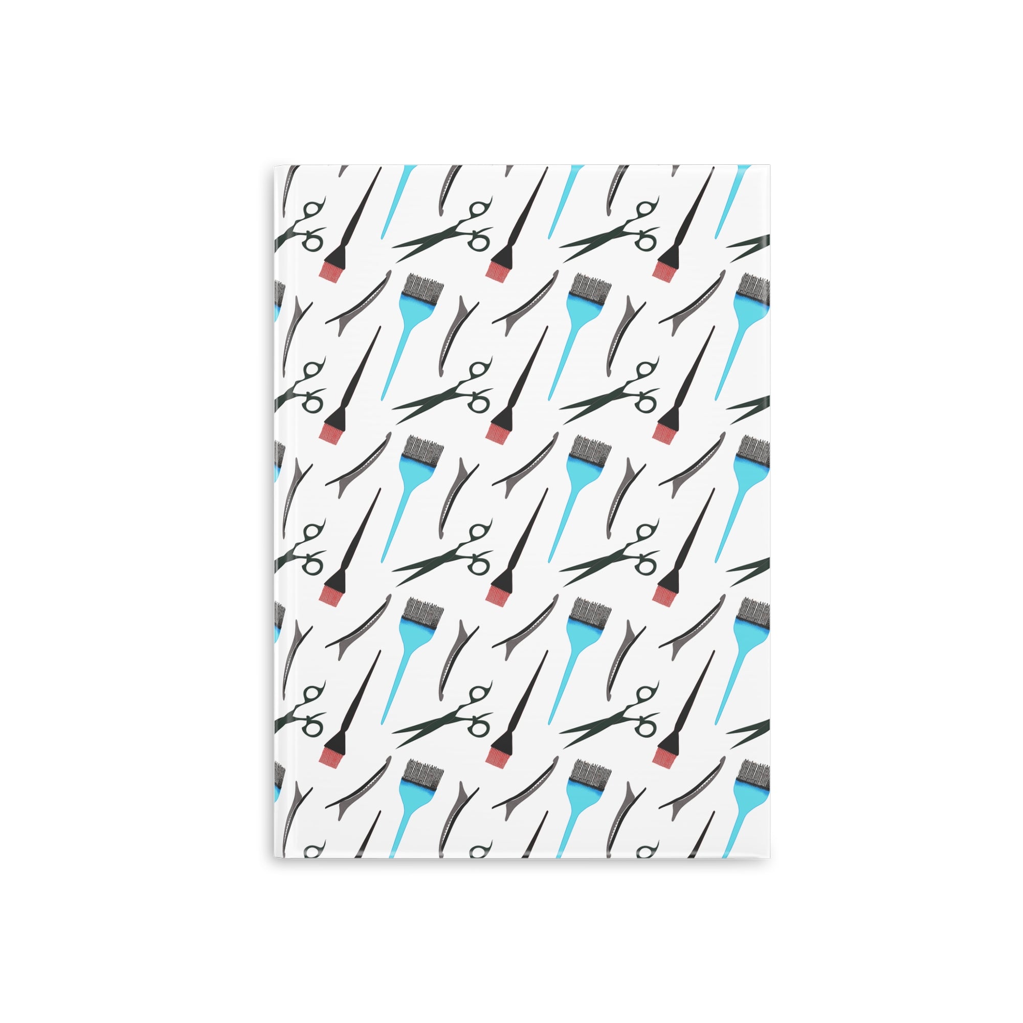 Stylist's Tools Hardcover Notebook | Scissors Brush Comb Pattern Journal