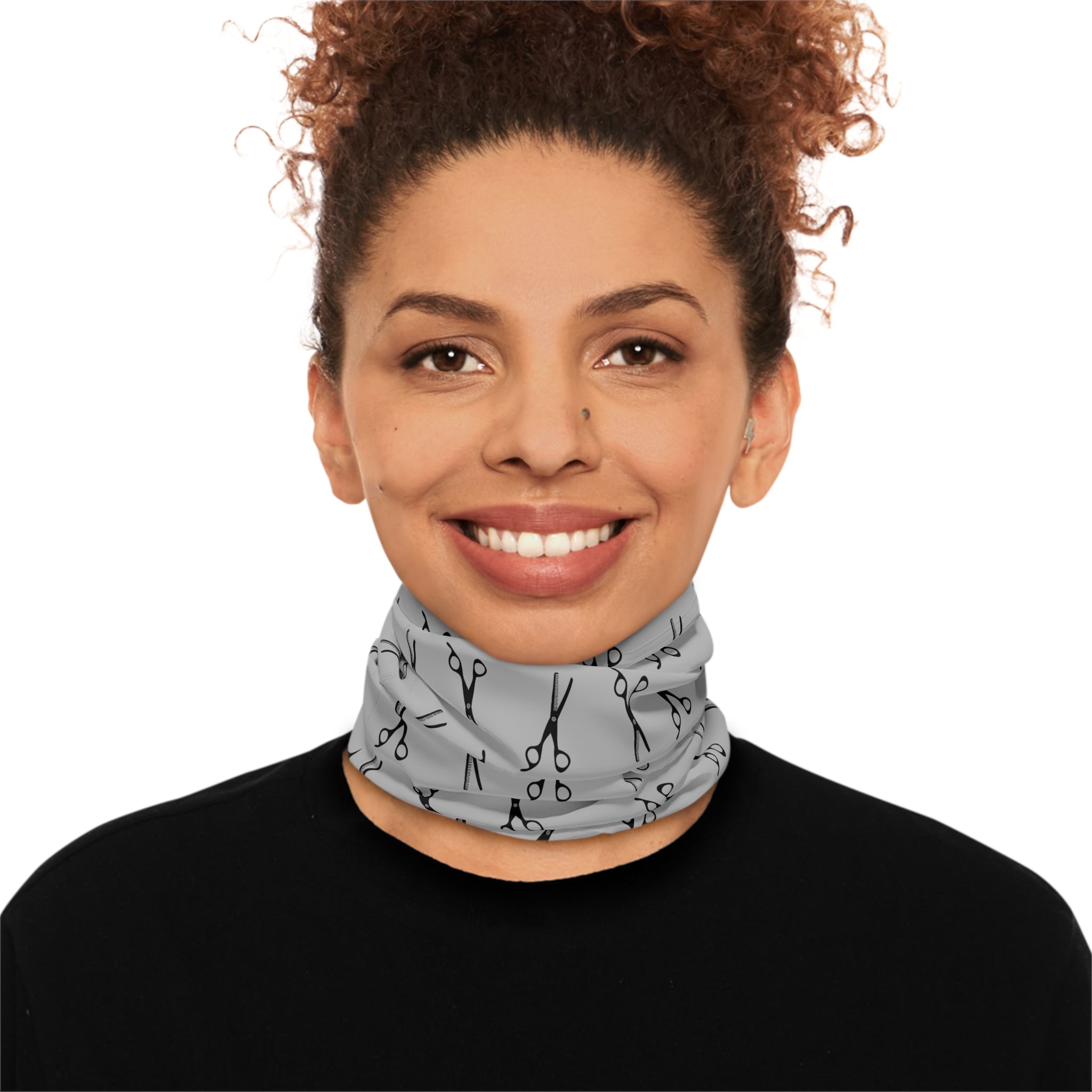 Scissors Pattern Neck Gaiter — Lightweight Hairdresser Face Mask