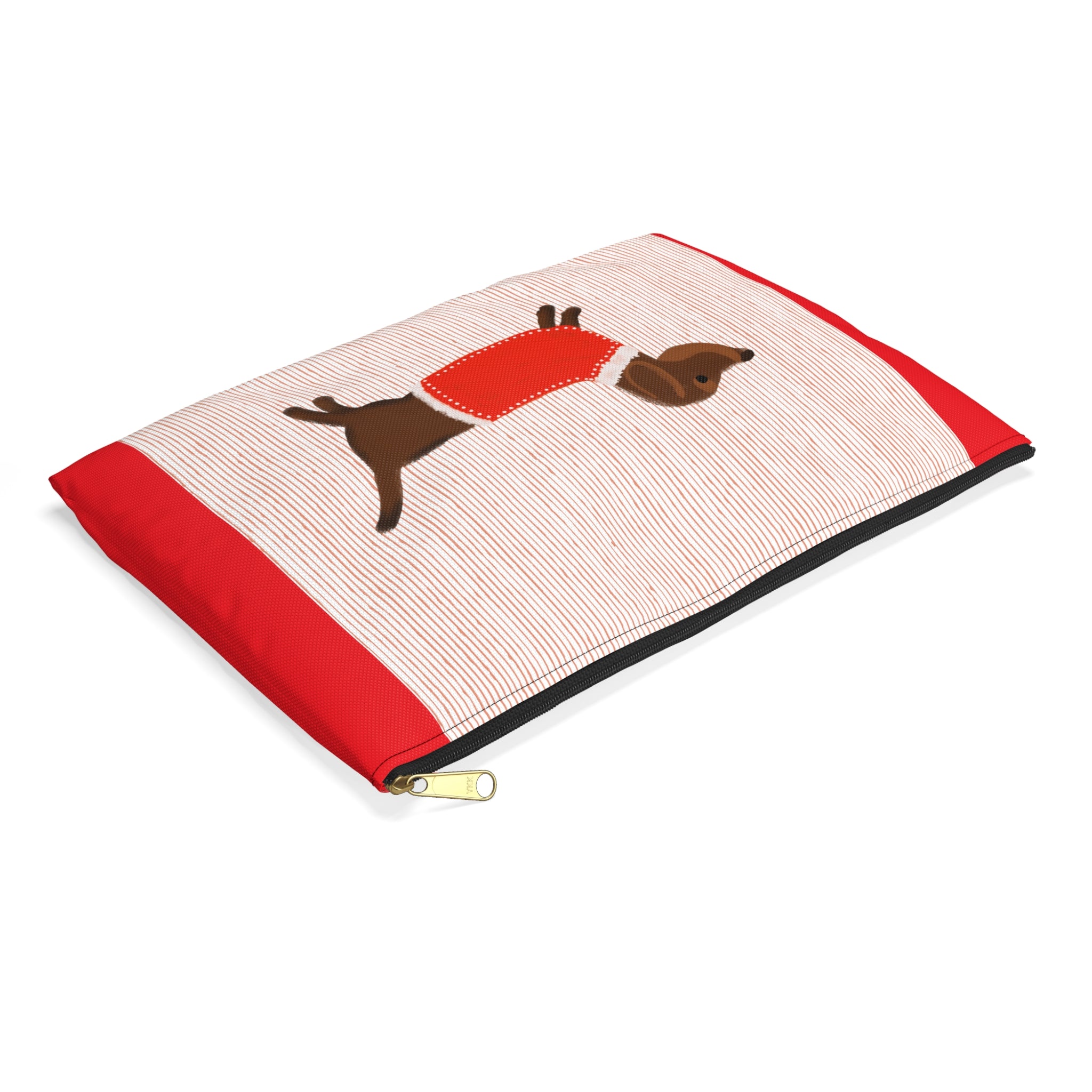 Dachshund Pouch — Cute Wiener Dog Accessory Bag with Red Sweater