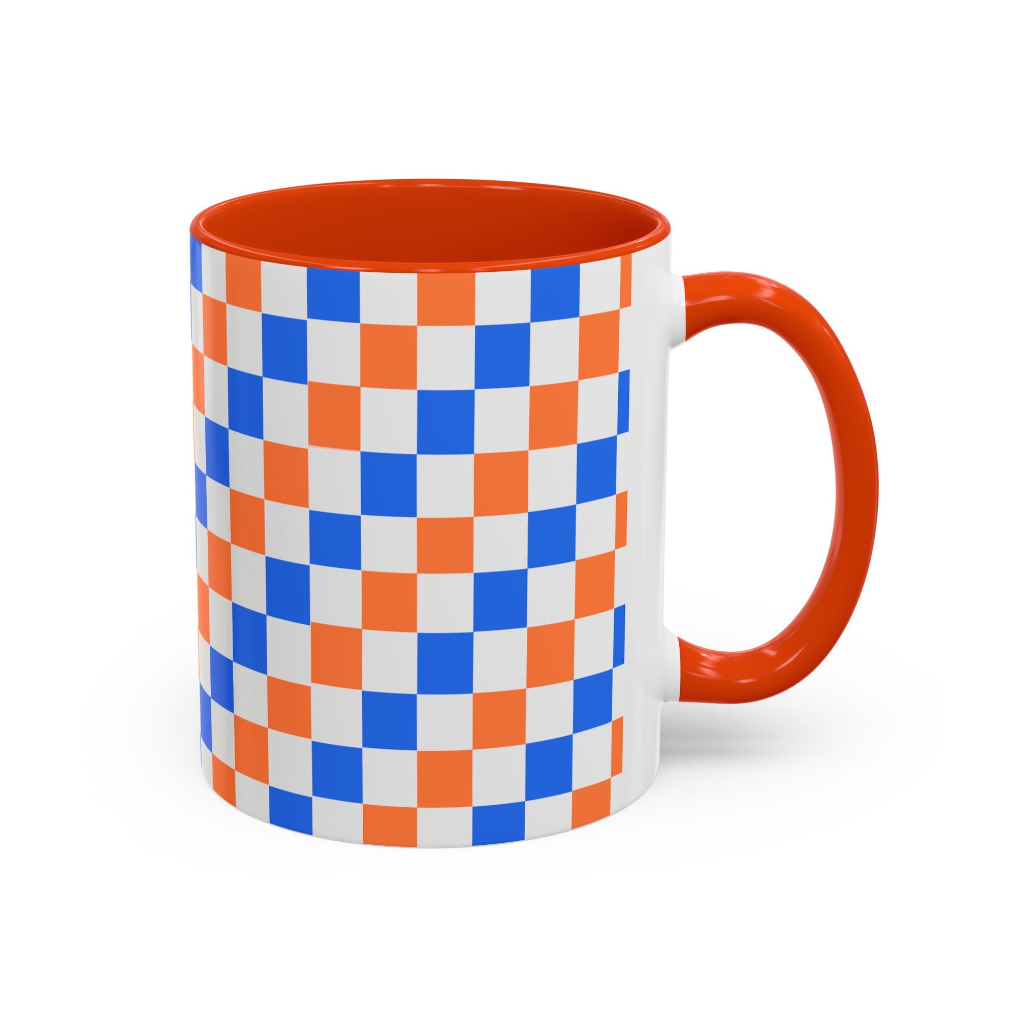 Blue & Orange Checkerboard Ceramic Mug (11oz/15oz)