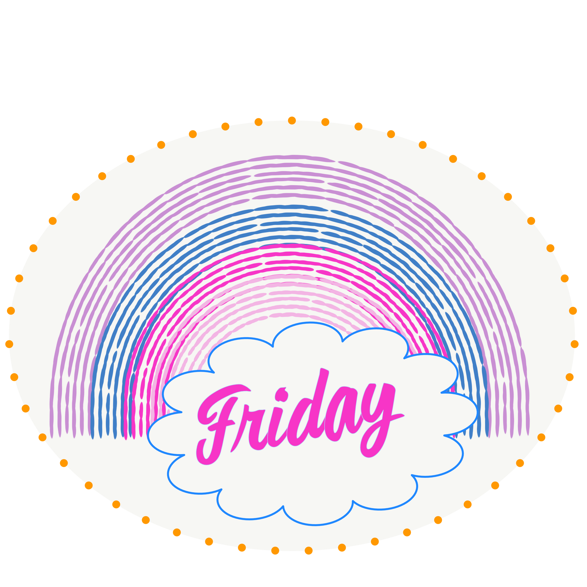 Friday Rainbow Kiss-Cut Sticker — Cute Pastel Weekend Vibes Sticker