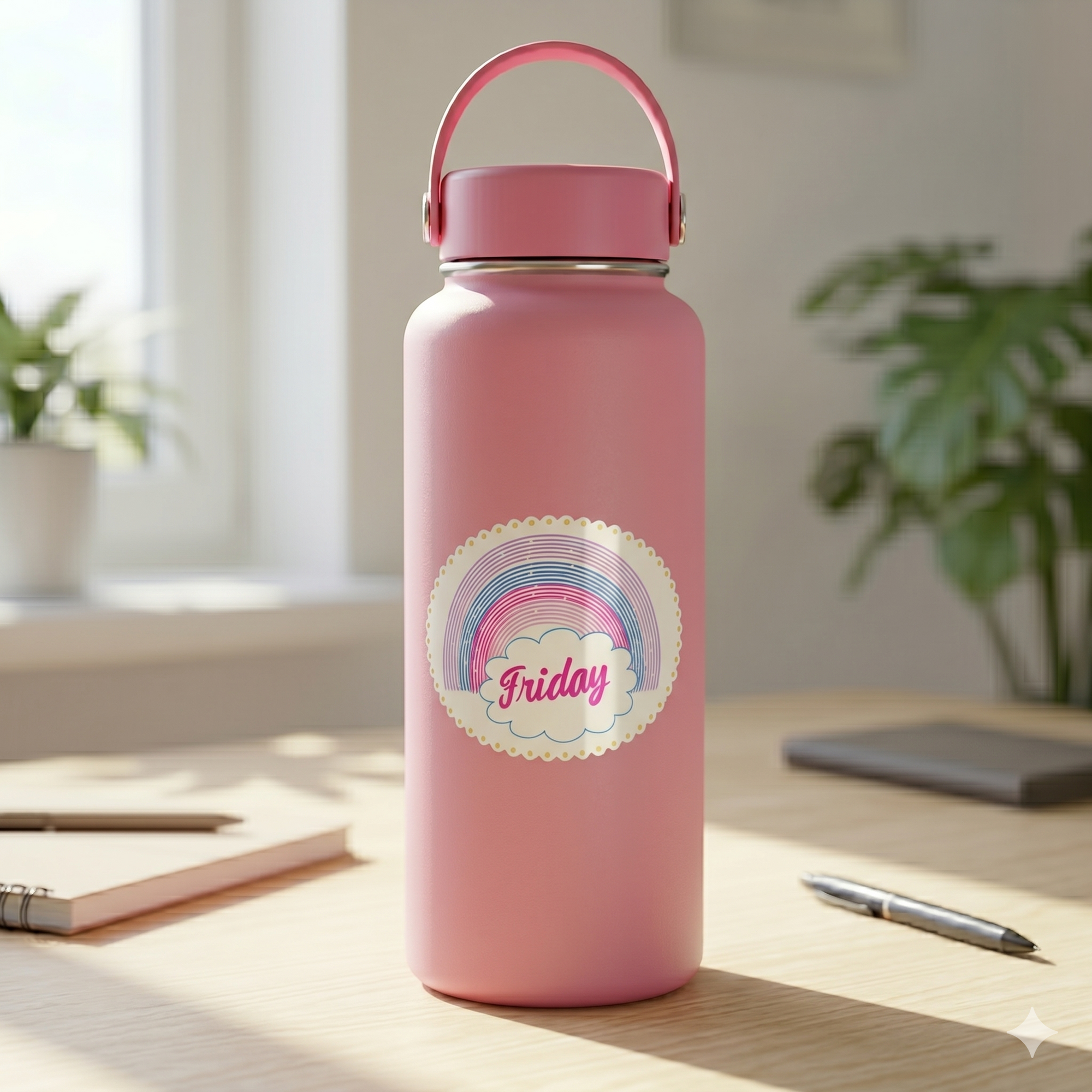 Friday Rainbow Kiss-Cut Sticker — Cute Pastel Weekend Vibes Sticker