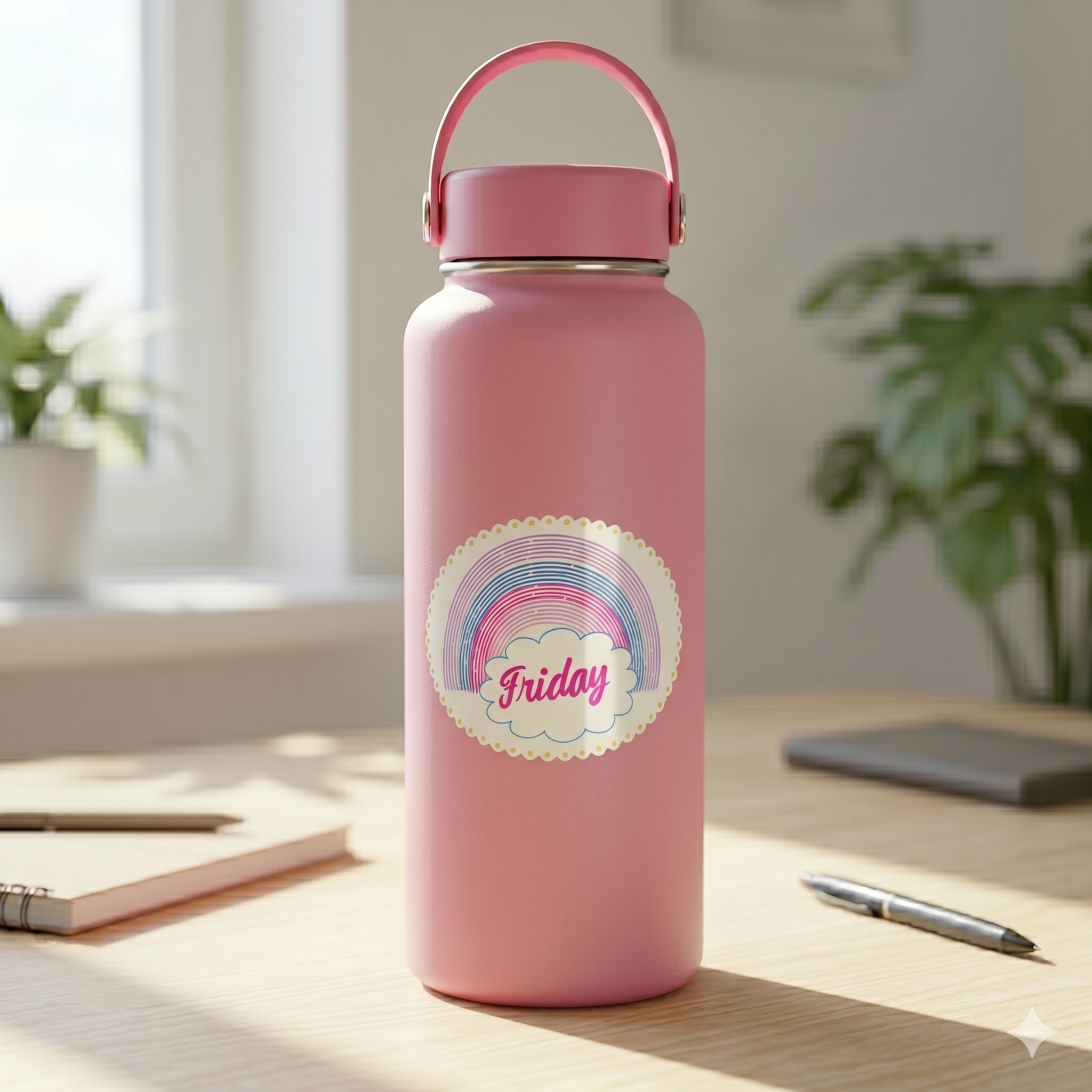 Friday Rainbow Kiss-Cut Sticker — Cute Pastel Weekend Vibes Sticker