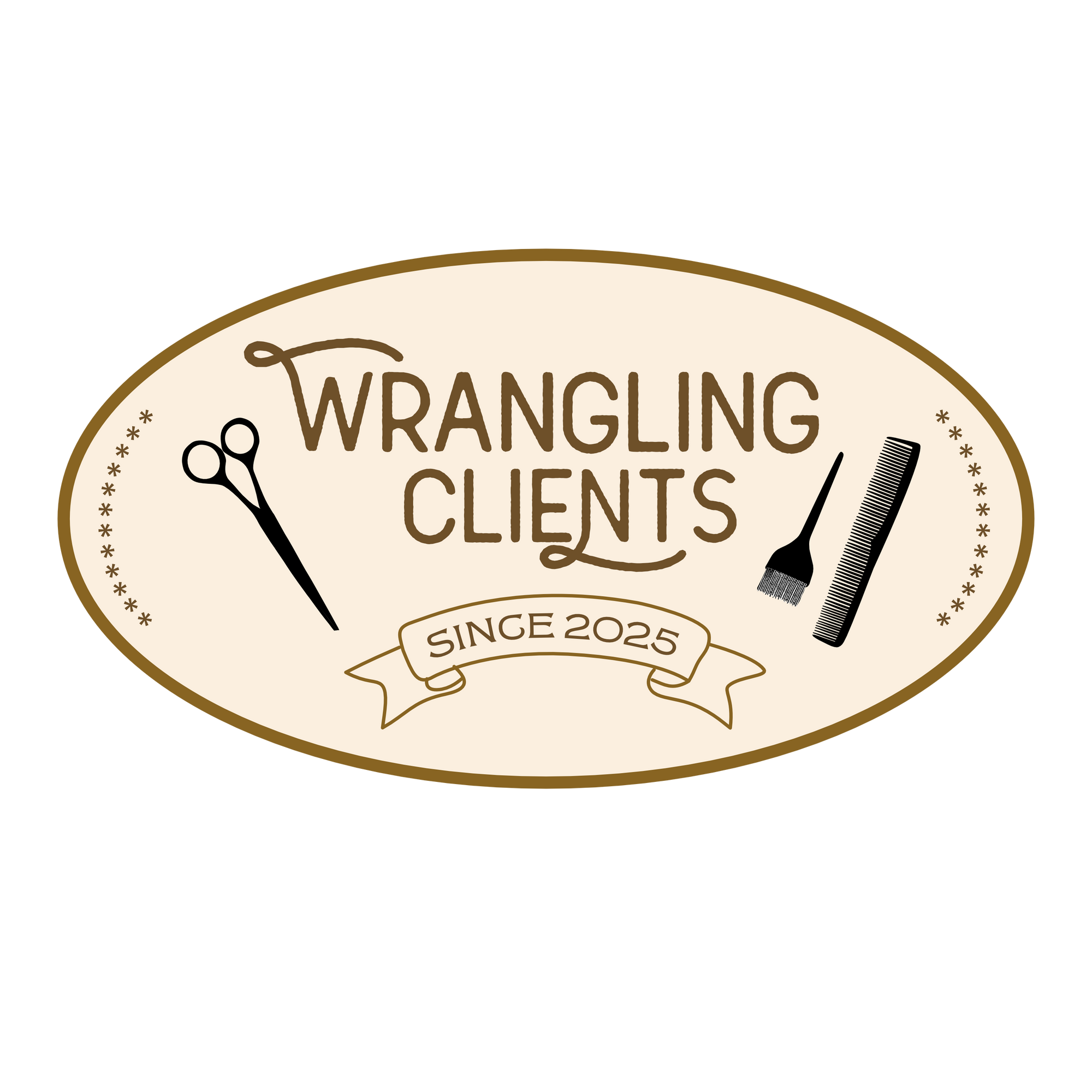 Wrangling Clients Western Cosmetologist, Personalized Cosmetology Sticker