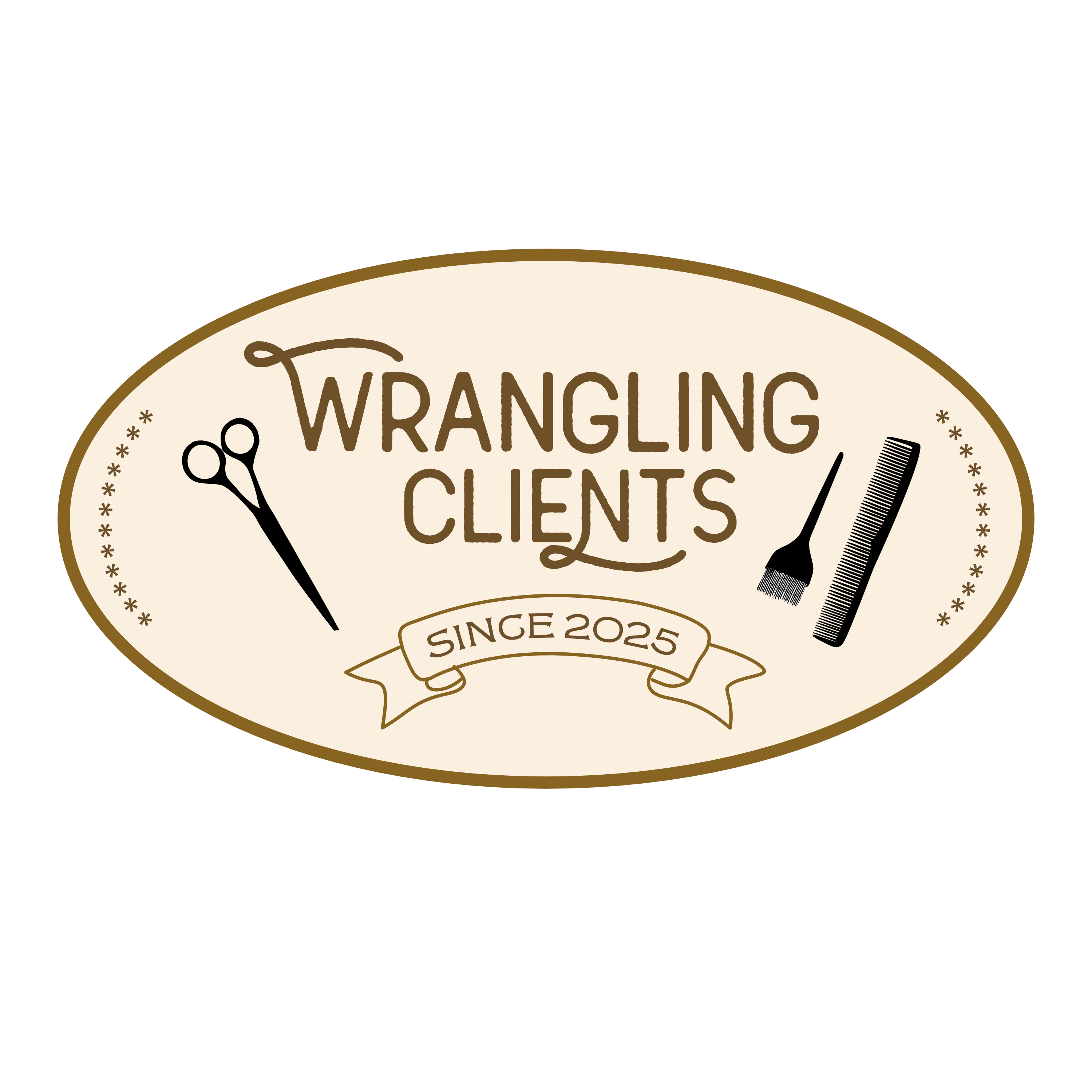 Wrangling Clients Western Cosmetologist, Personalized Cosmetology Sticker