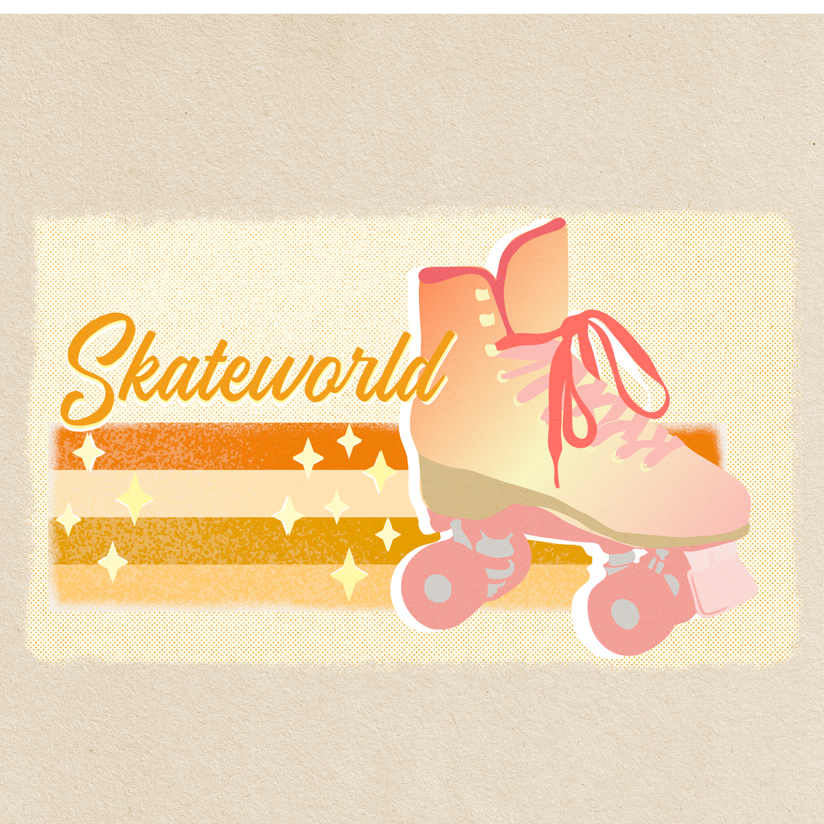 Skateworld Roller Skate Vinyl Decal — Retro 'Skateworld' Kiss-Cut Sticker