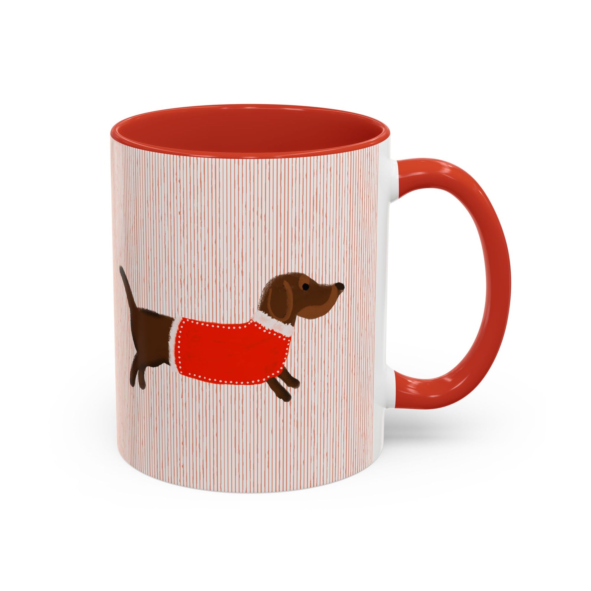 Dachshund Coffee Mug - Wiener Dog in Red Sweater Accent Mug