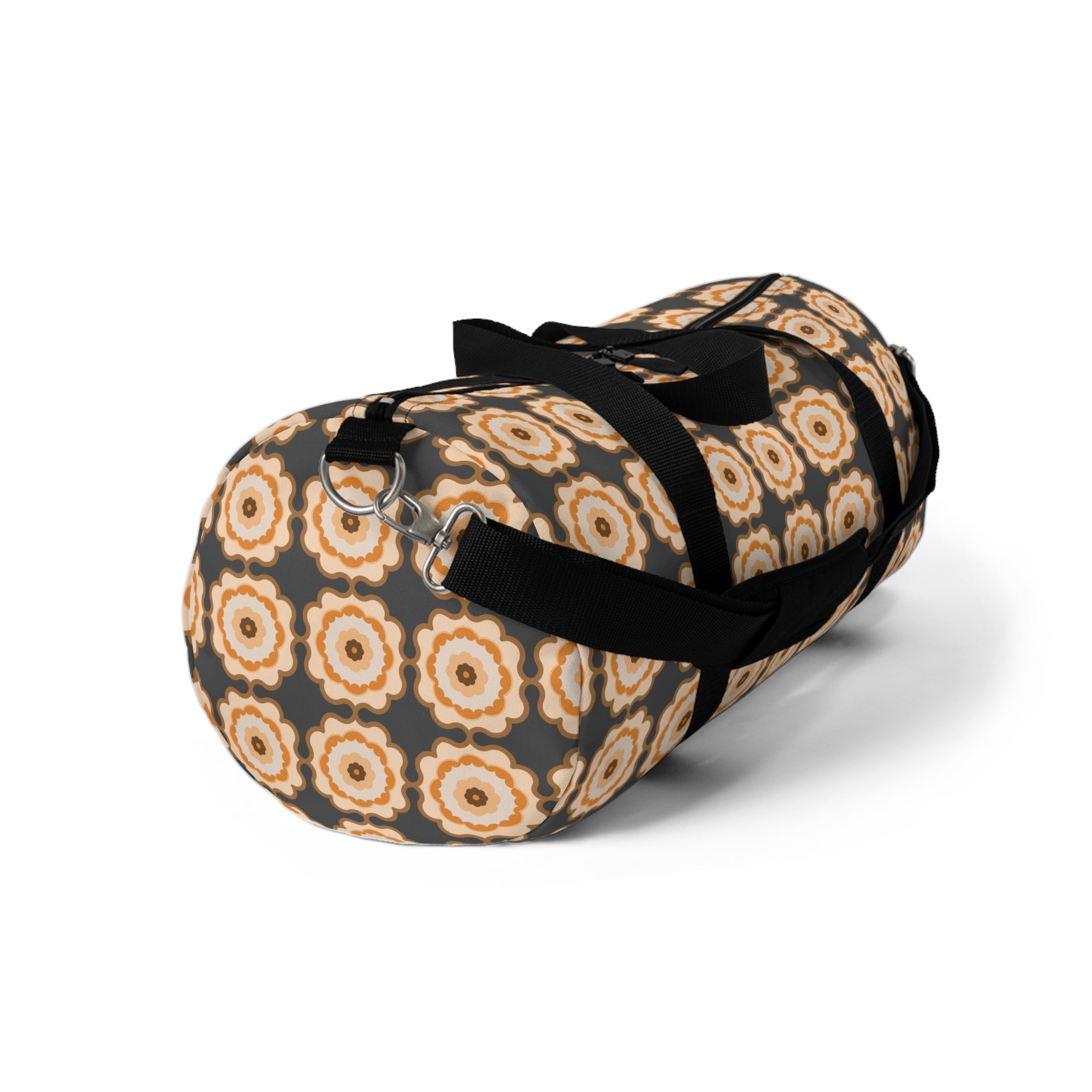 Retro Floral Pattern Duffel Bag – Beige Brown Boho Travel Gym Tote