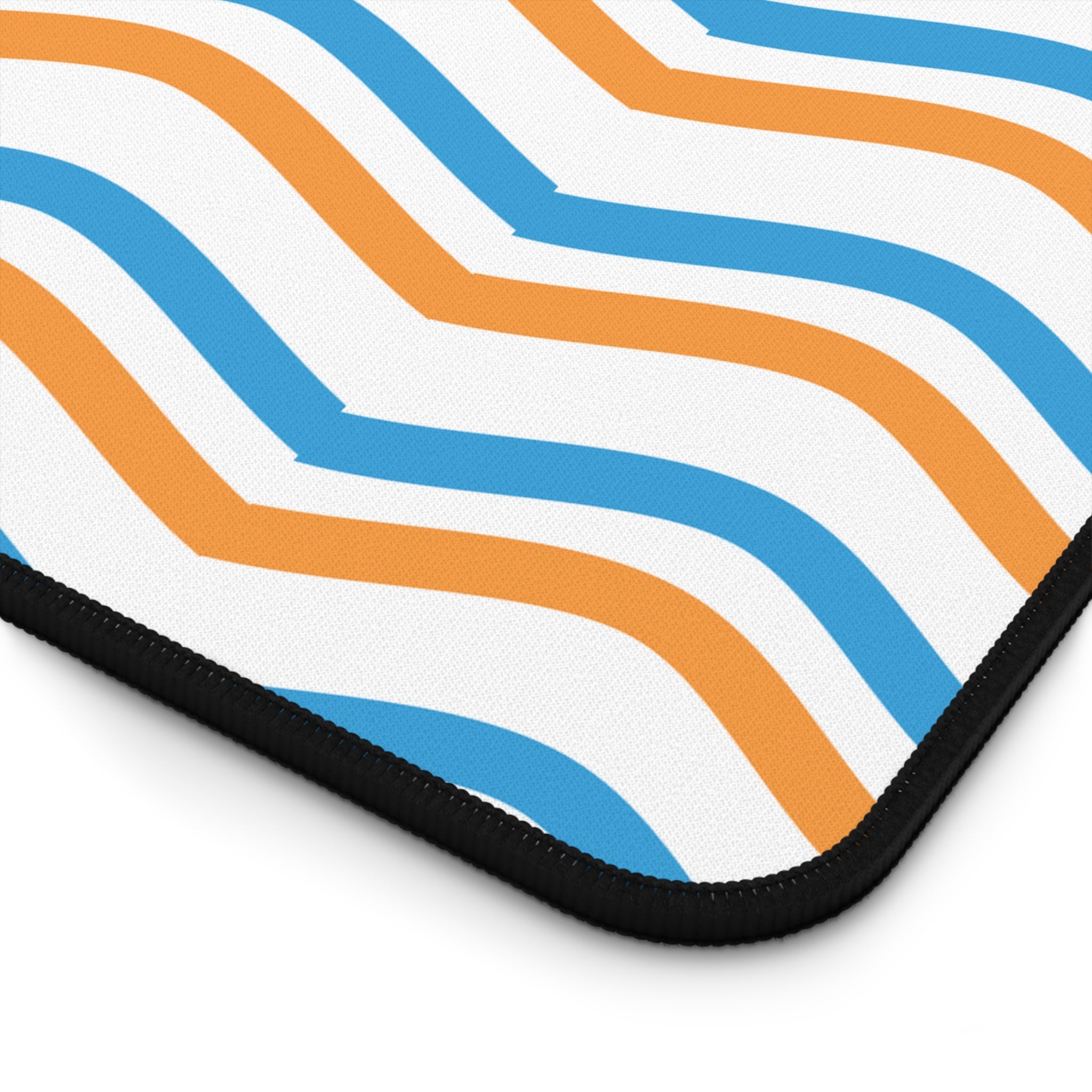 Wavy Orange & Blue Desk Mat — Modern Office Mouse Pad