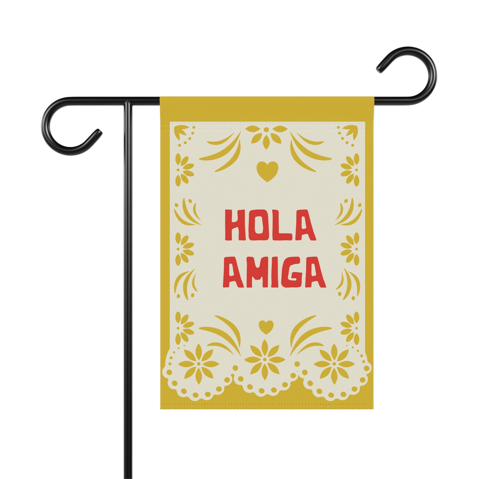 Hola Amiga Garden Flag — Decorative Spanish Welcome Banner for Patio & Front Yard