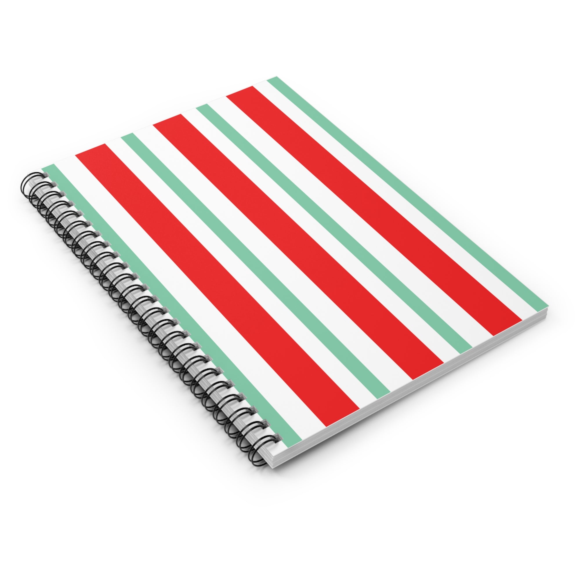 Red and Mint Vertical Stripe Notebook