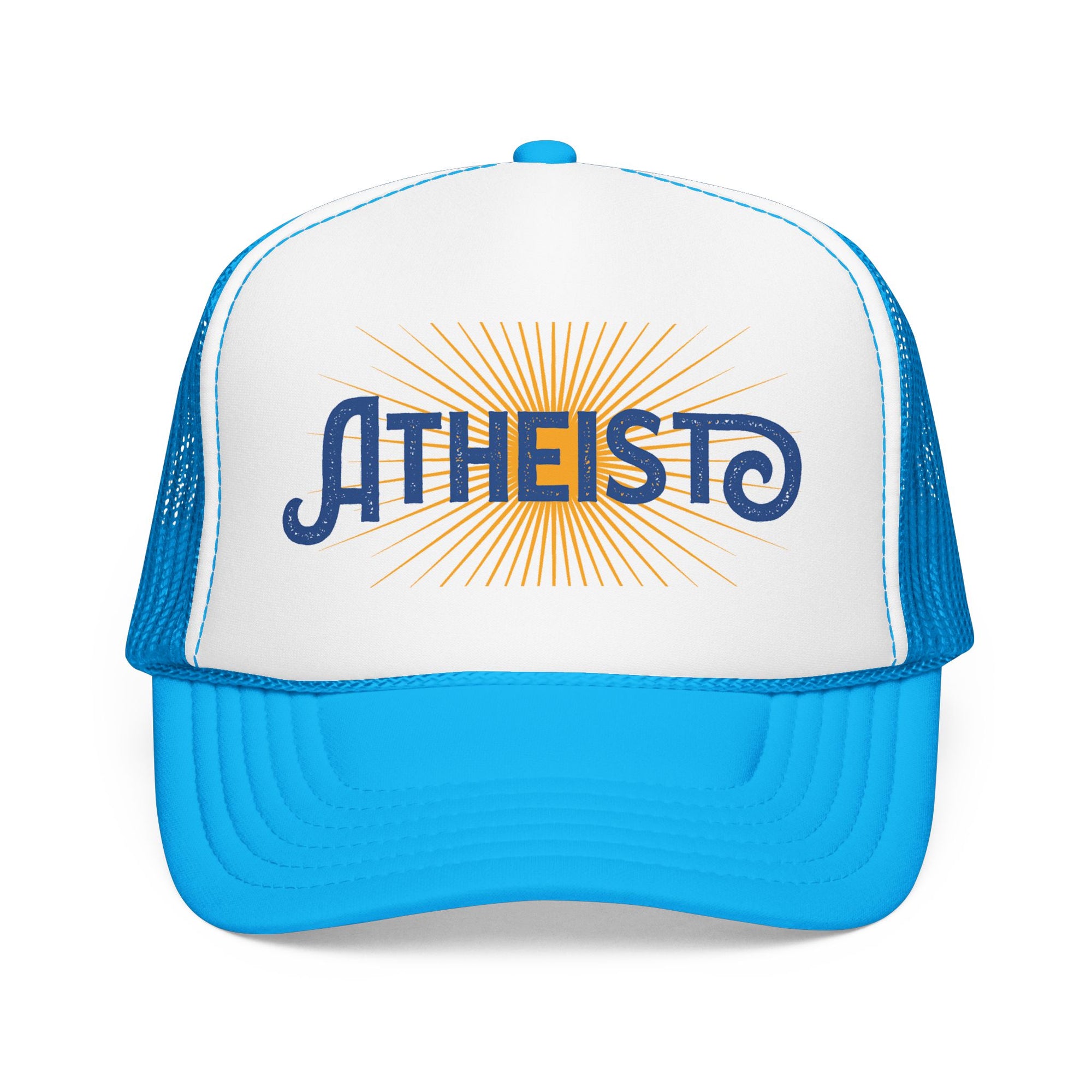 Atheist Foam Trucker Hat — Retro Sunburst Logo Cap