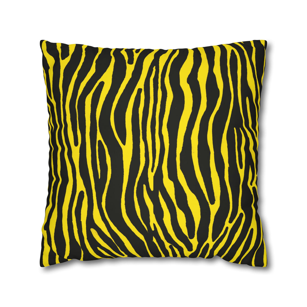 Yellow Black Zebra Print Pillowcase – Square Decorative Throw Pillow
