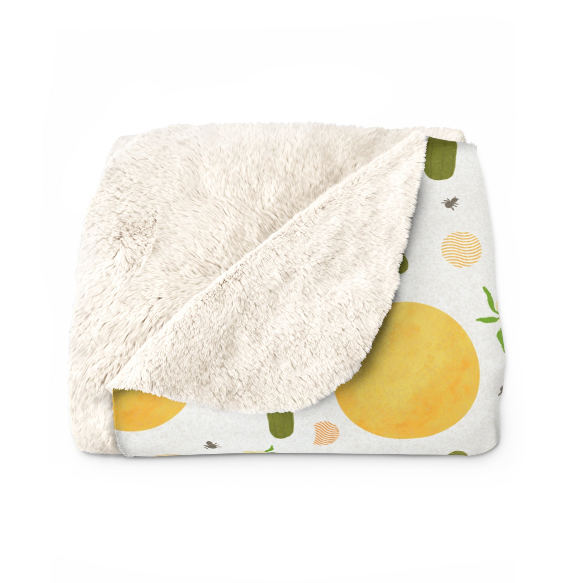 Prickly Paradise Sunny Skies Sherpa Blanket — Cozy Desert Print Throw