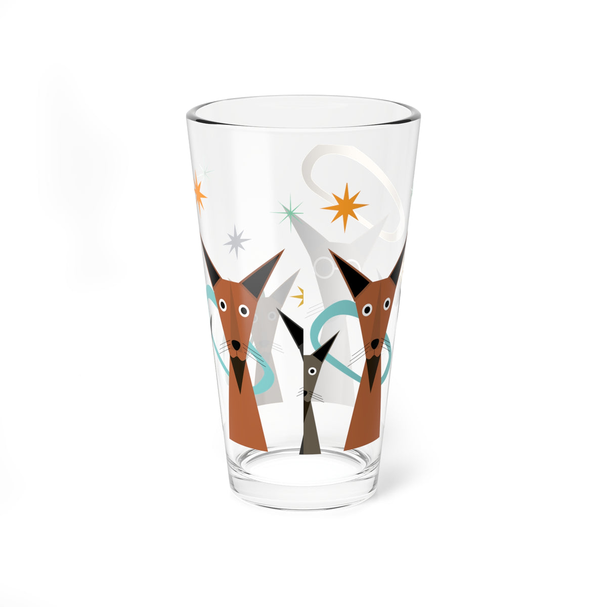 16oz Mixing Glass — Retro Starburst Dogs Cocktail Mixing Glass