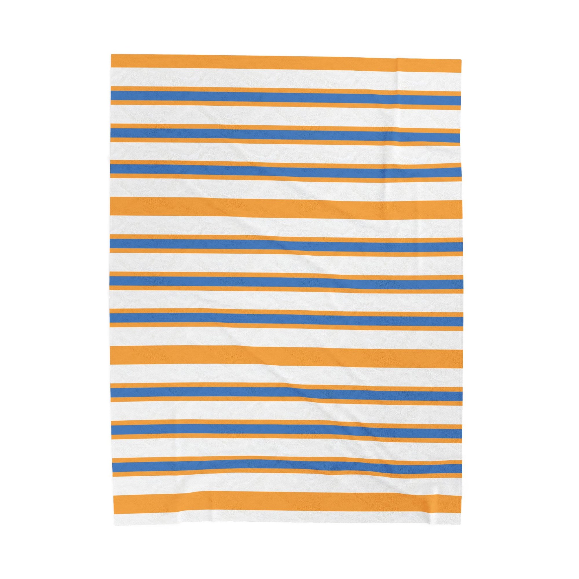 Striped Velveteen Plush Blanket – Retro Gold & Blue Cozy Throw