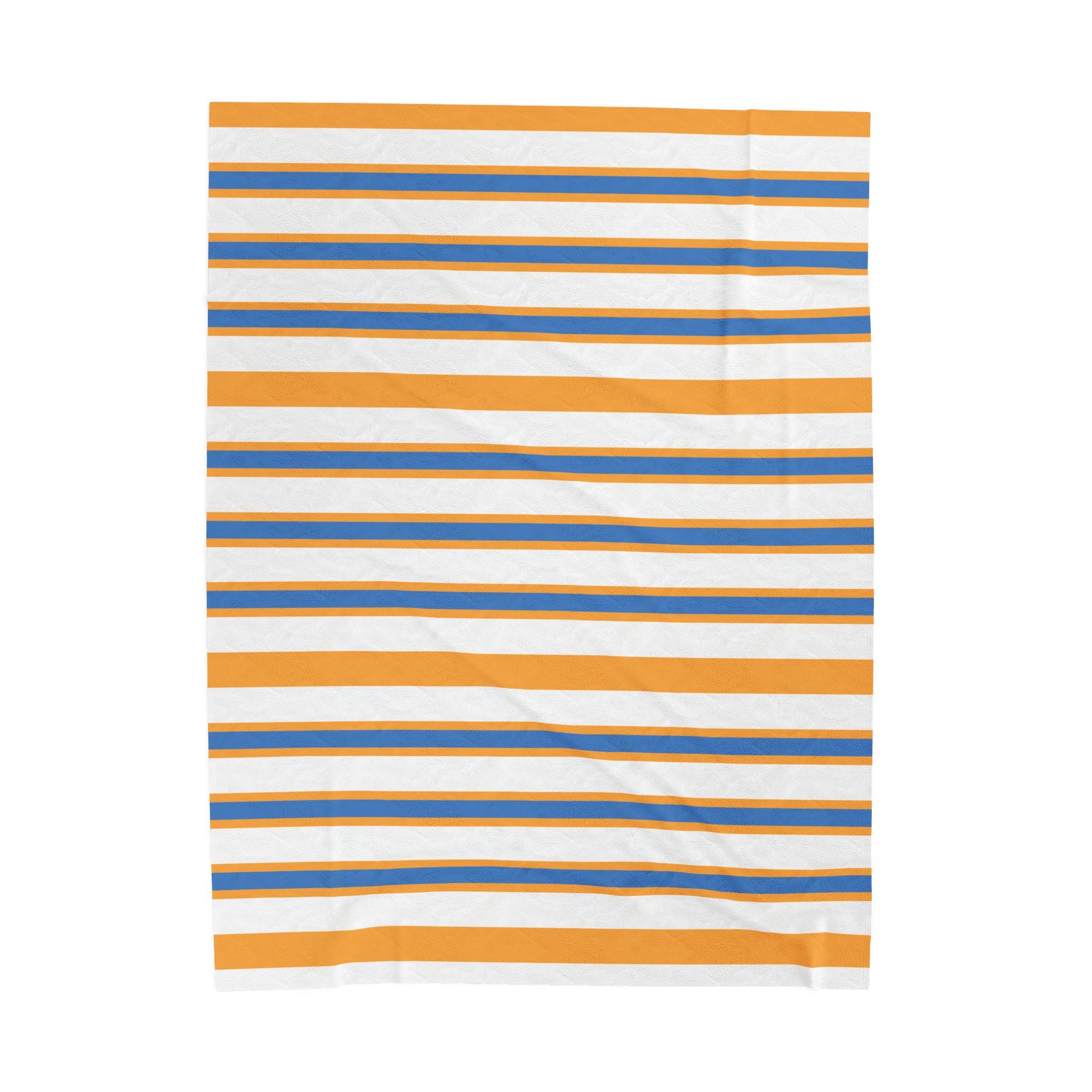 Striped Velveteen Plush Blanket – Retro Gold & Blue Cozy Throw