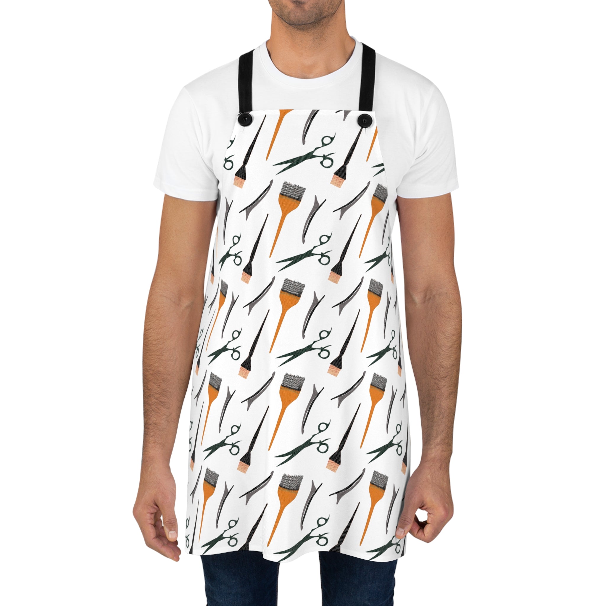 Stylist Tools Apron | scissors brush comb pattern all-over print