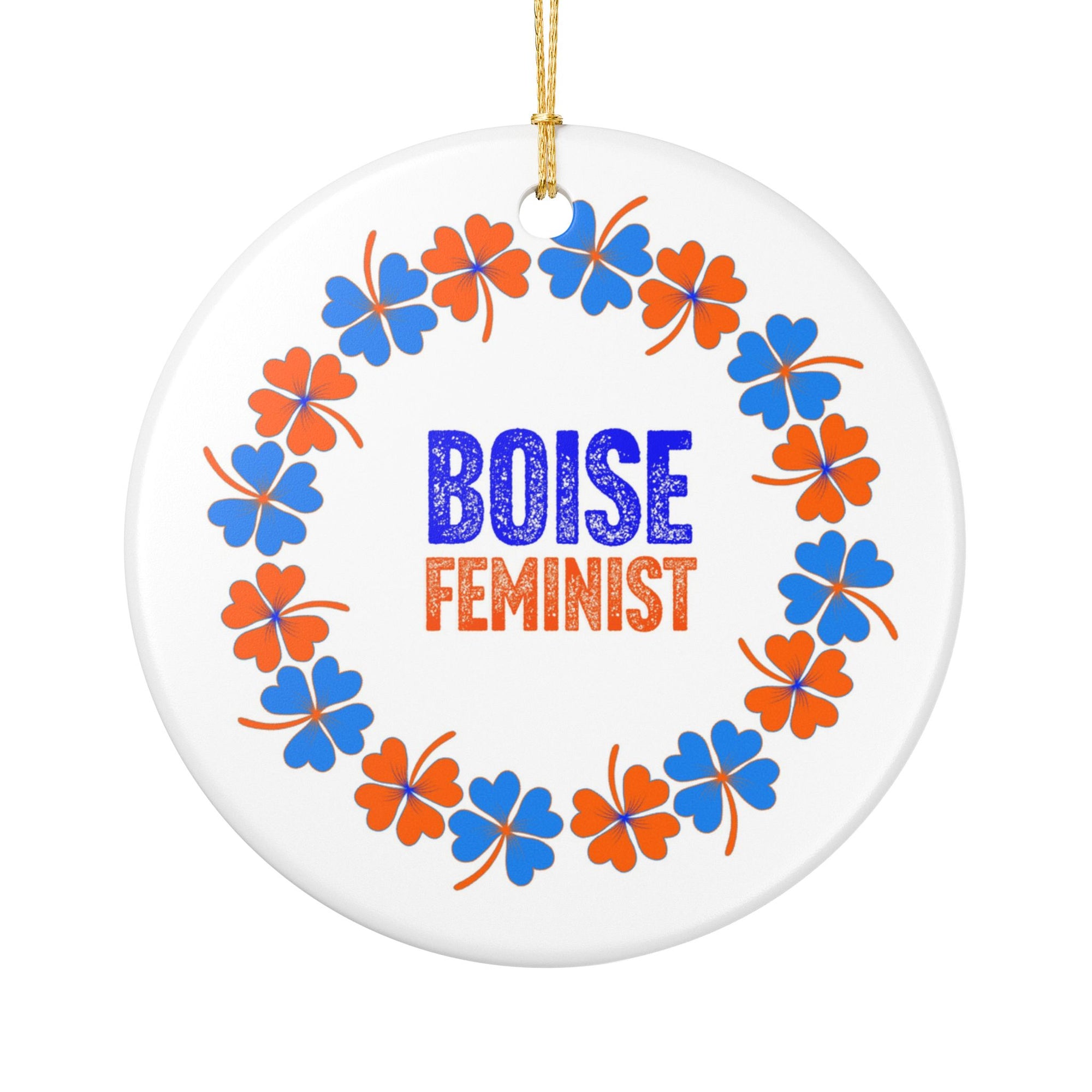 Feminist Ceramic Ornament, Boise Holiday Decor