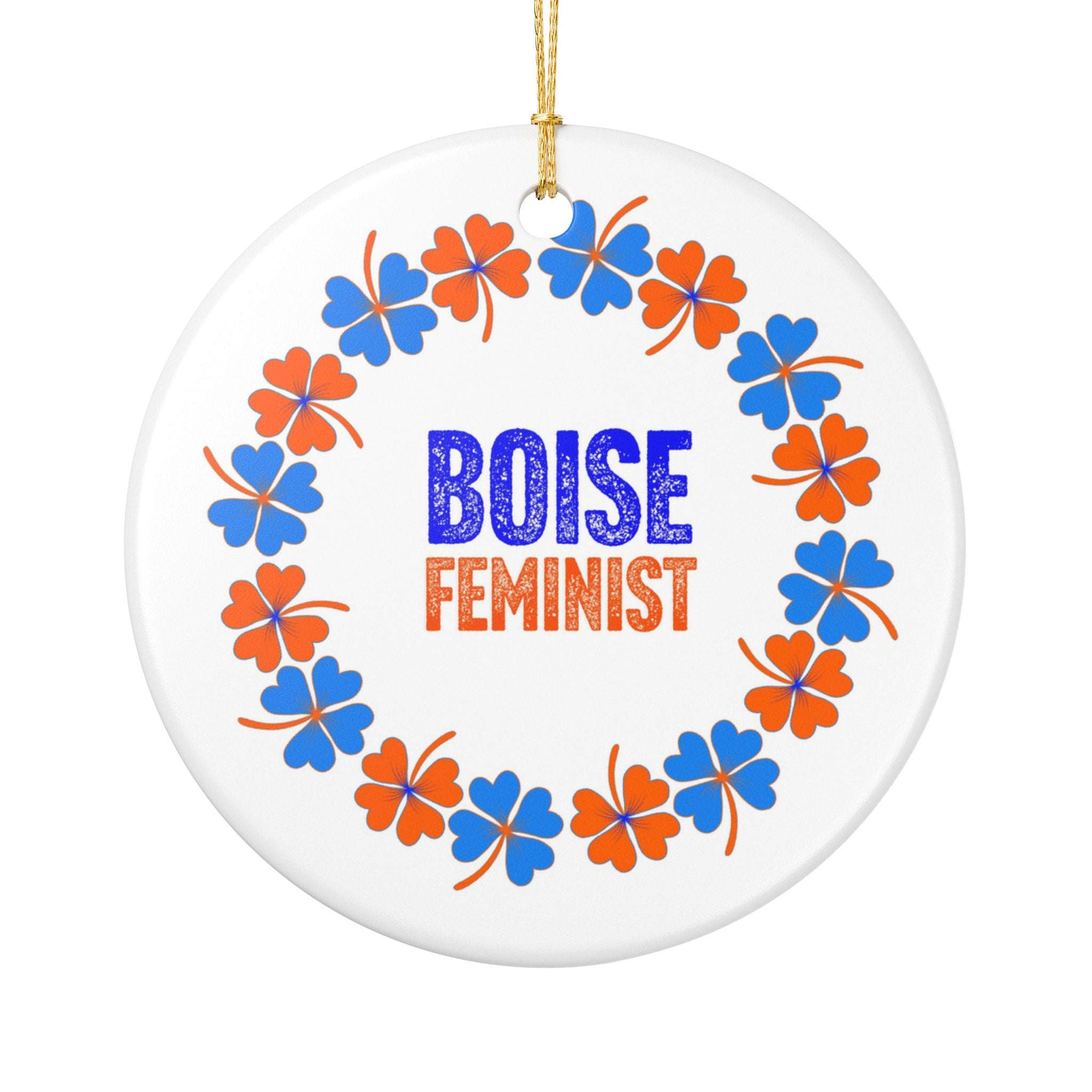 Feminist Ceramic Ornament, Boise Holiday Decor