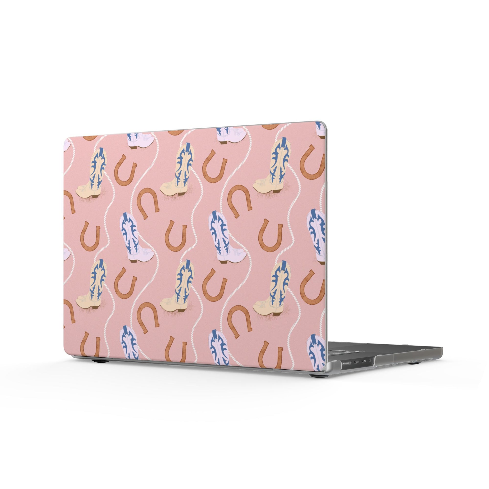 Cowgirl Boots & Horseshoes Matte MacBook Case — Pink Western Pattern