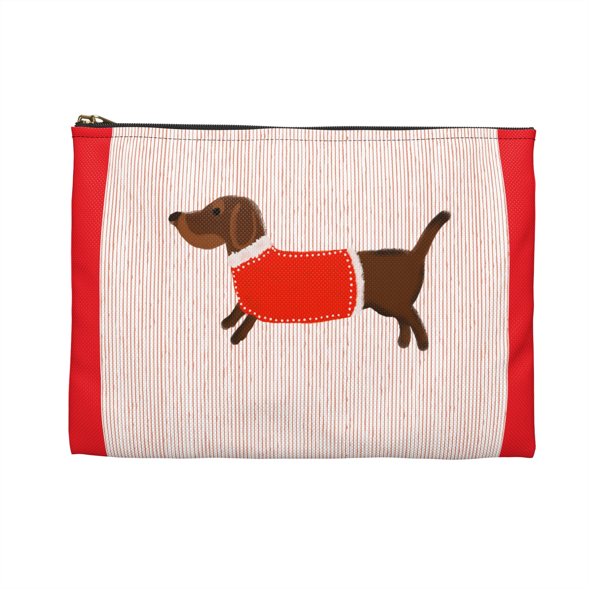 Dachshund Pouch — Cute Wiener Dog Accessory Bag with Red Sweater