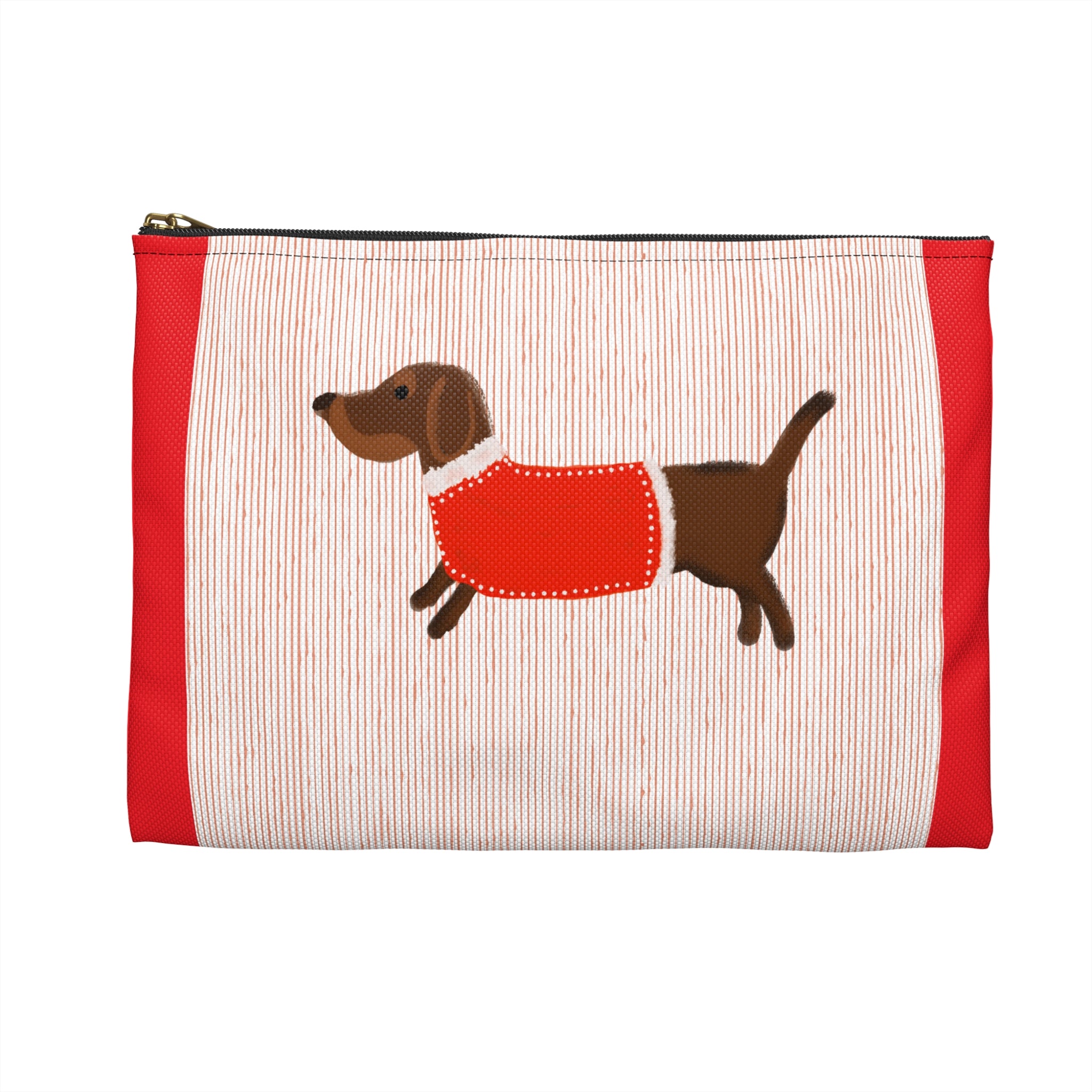 Dachshund Pouch — Cute Wiener Dog Accessory Bag with Red Sweater