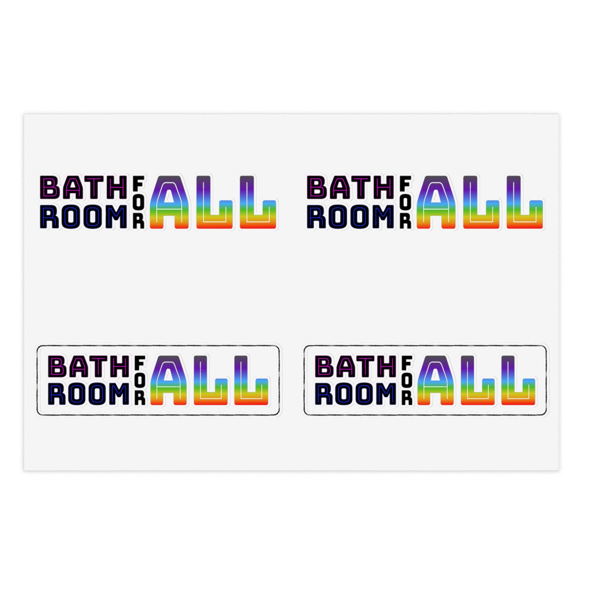 Bathroom For All Rainbow Sticker Sheet — Pride Inclusion Stickers (Bathroom For All)