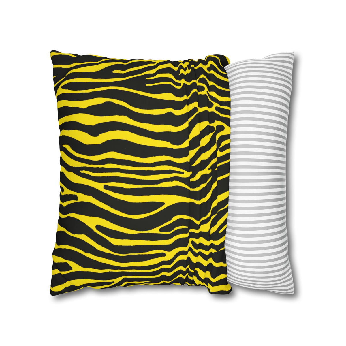 Yellow Black Zebra Print Pillowcase – Square Decorative Throw Pillow