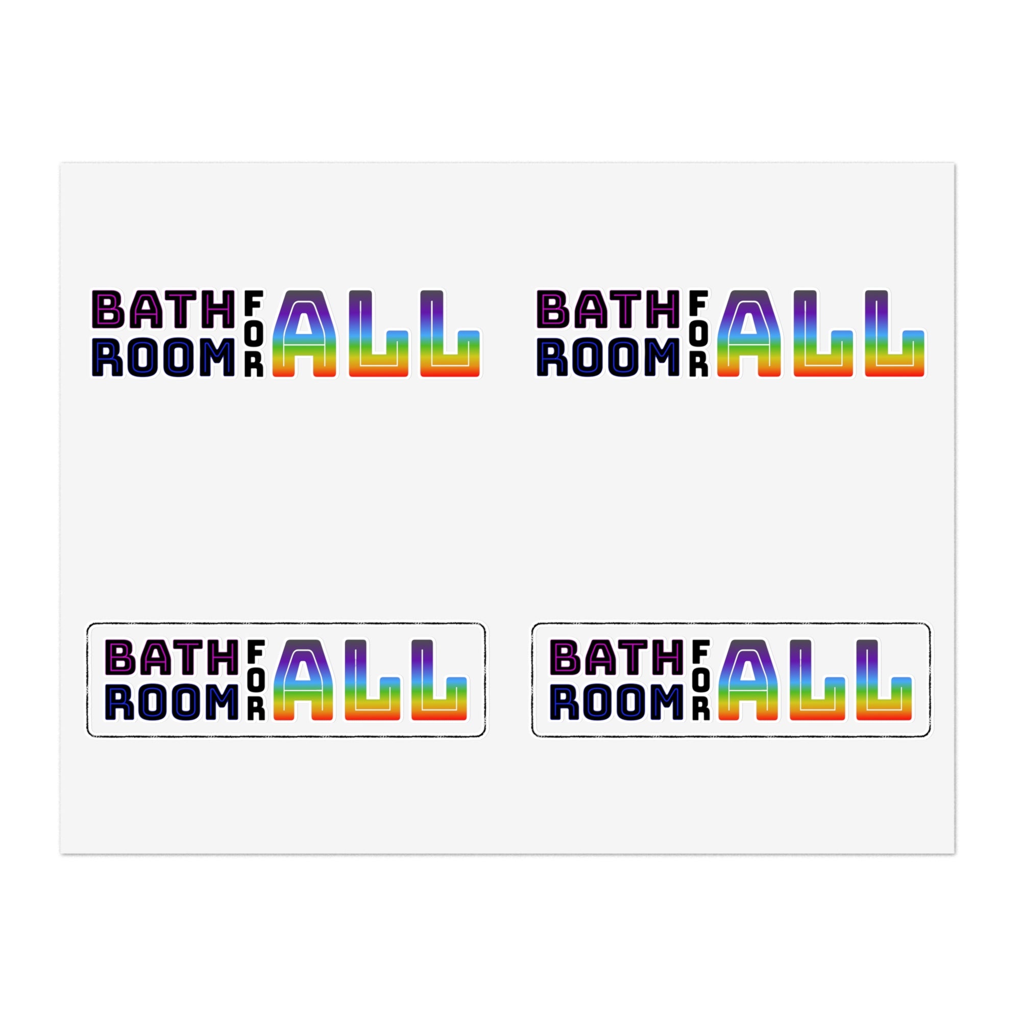 Bathroom For All Rainbow Sticker Sheet — Pride Inclusion Stickers (Bathroom For All)