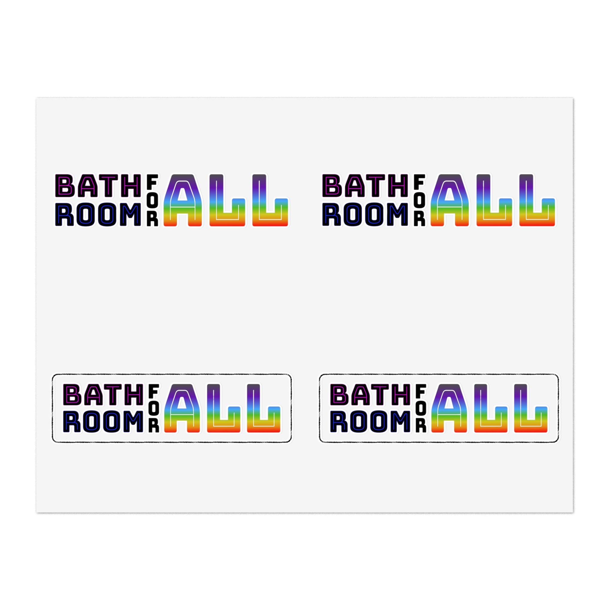 Bathroom For All Rainbow Sticker Sheet — Pride Inclusion Stickers (Bathroom For All)