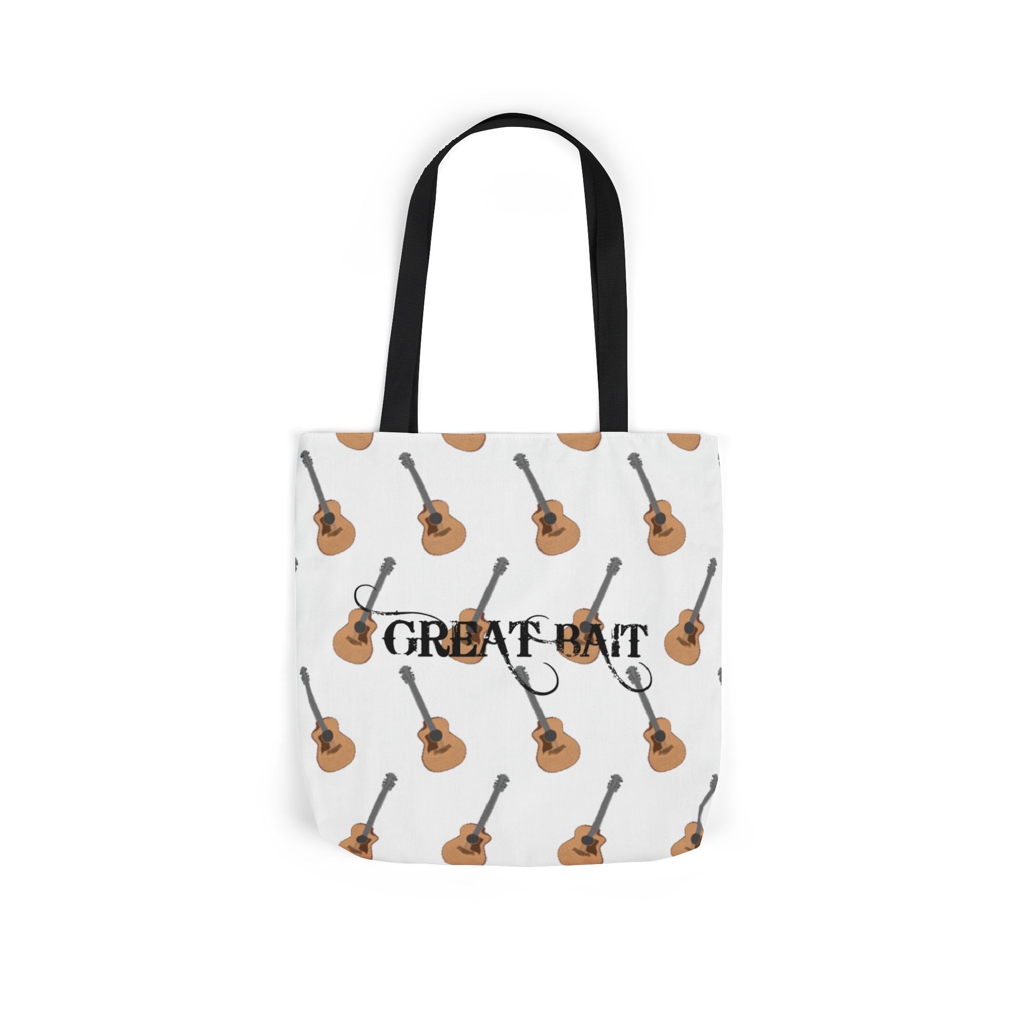 Great Bait, Acoustic Guitar Pattern Canvas Tote  Music Lover Shoulder Bag
