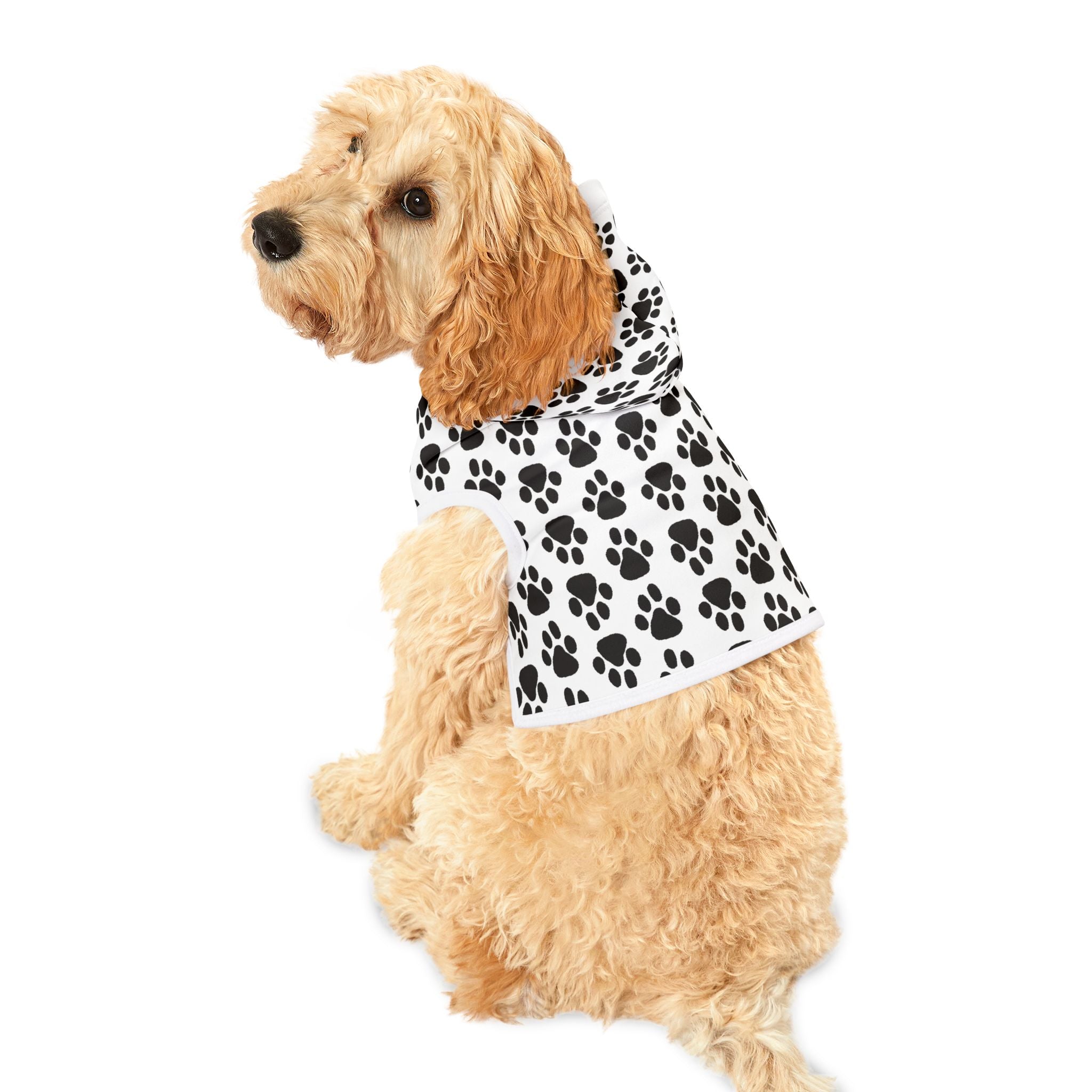 Paw Print Pet Hoodie – Black & White Cozy Dog/Cat Sweatshirt