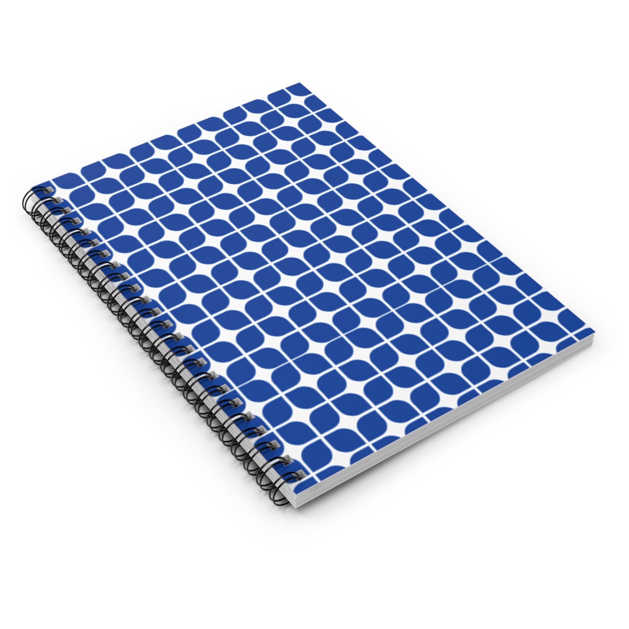 Blue Geometric Spiral Notebook – Ruled Lined Journal