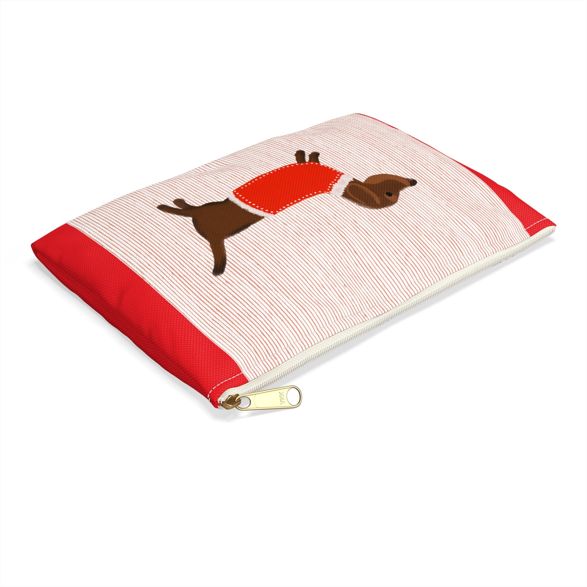 Dachshund Pouch — Cute Wiener Dog Accessory Bag with Red Sweater