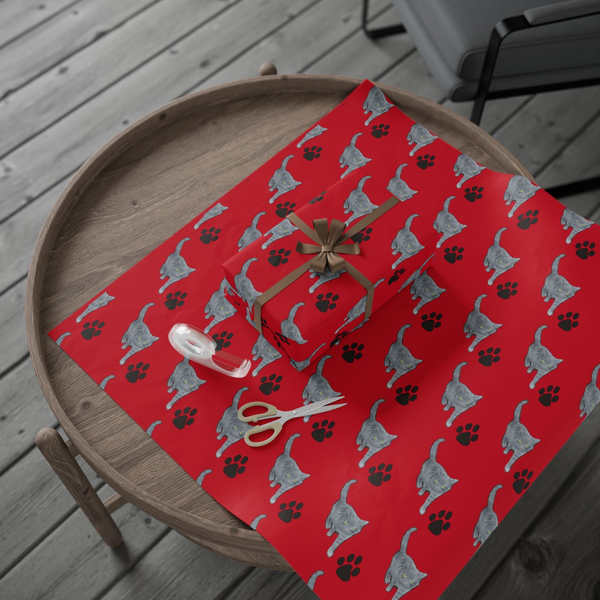 Cat Paw Print Wrapping Paper