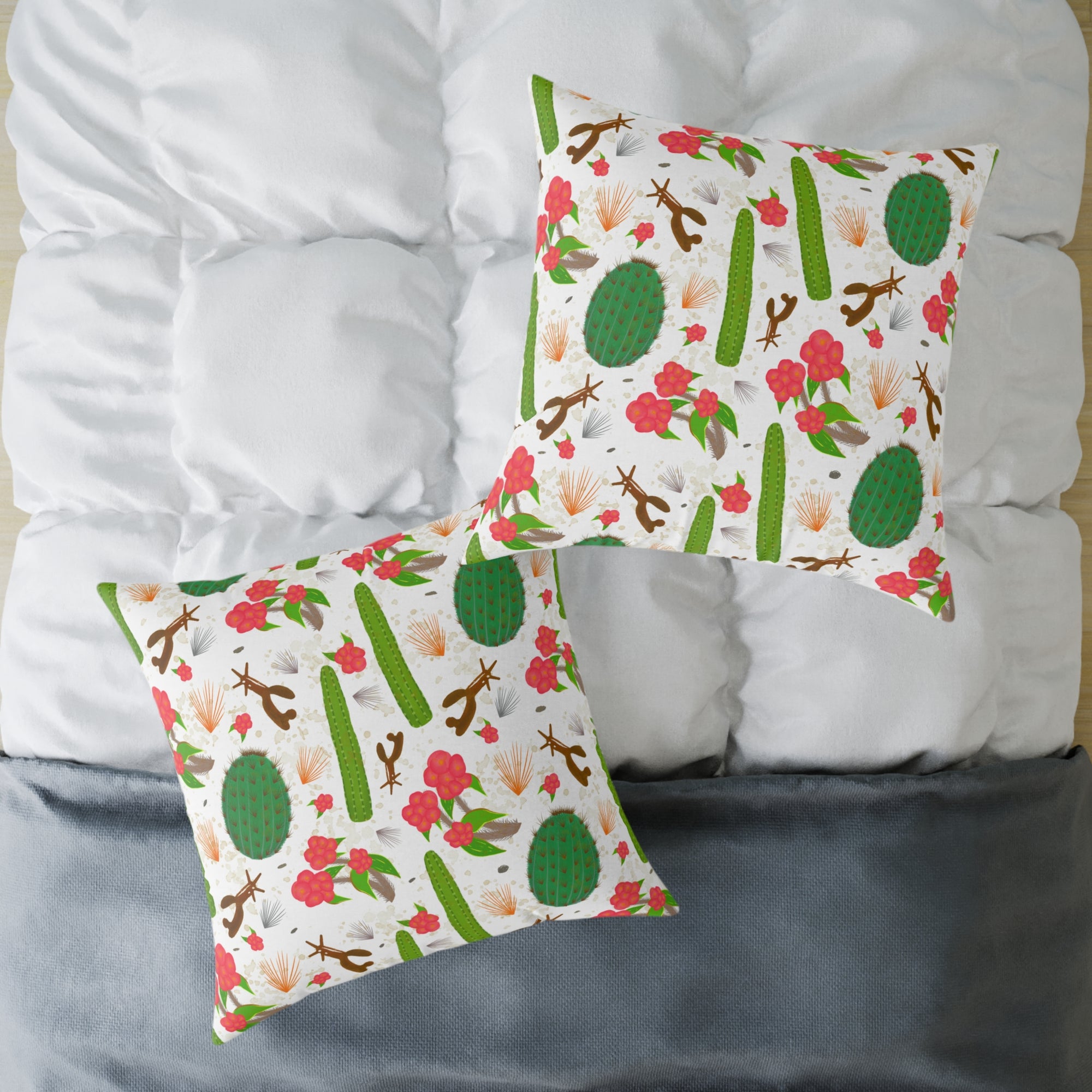 Cactus Pattern Square Pillow — Prickly Paradise Throw Cushion
