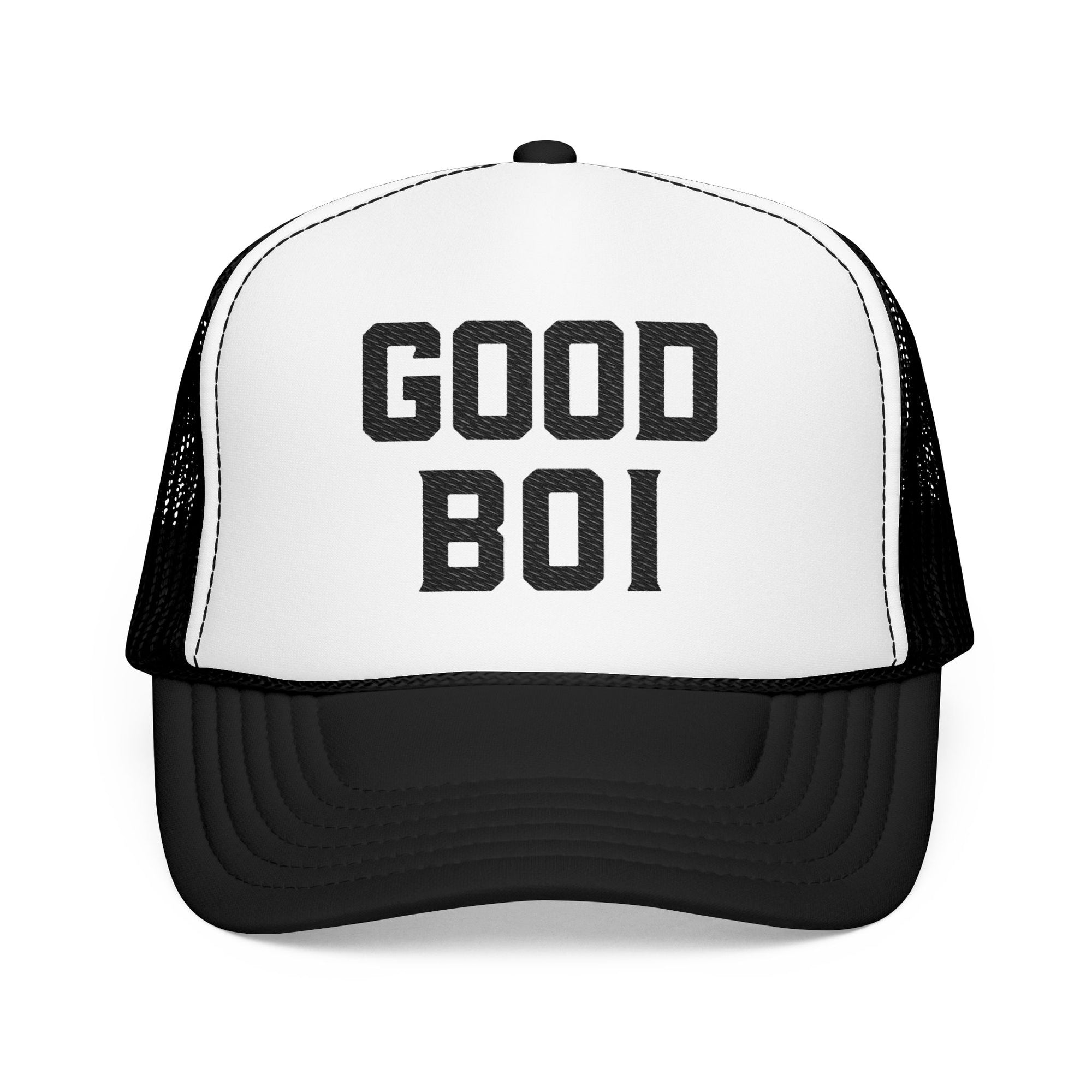 Good Boi Embroidered Trucker Hat — Classic Foam Mesh Cap
