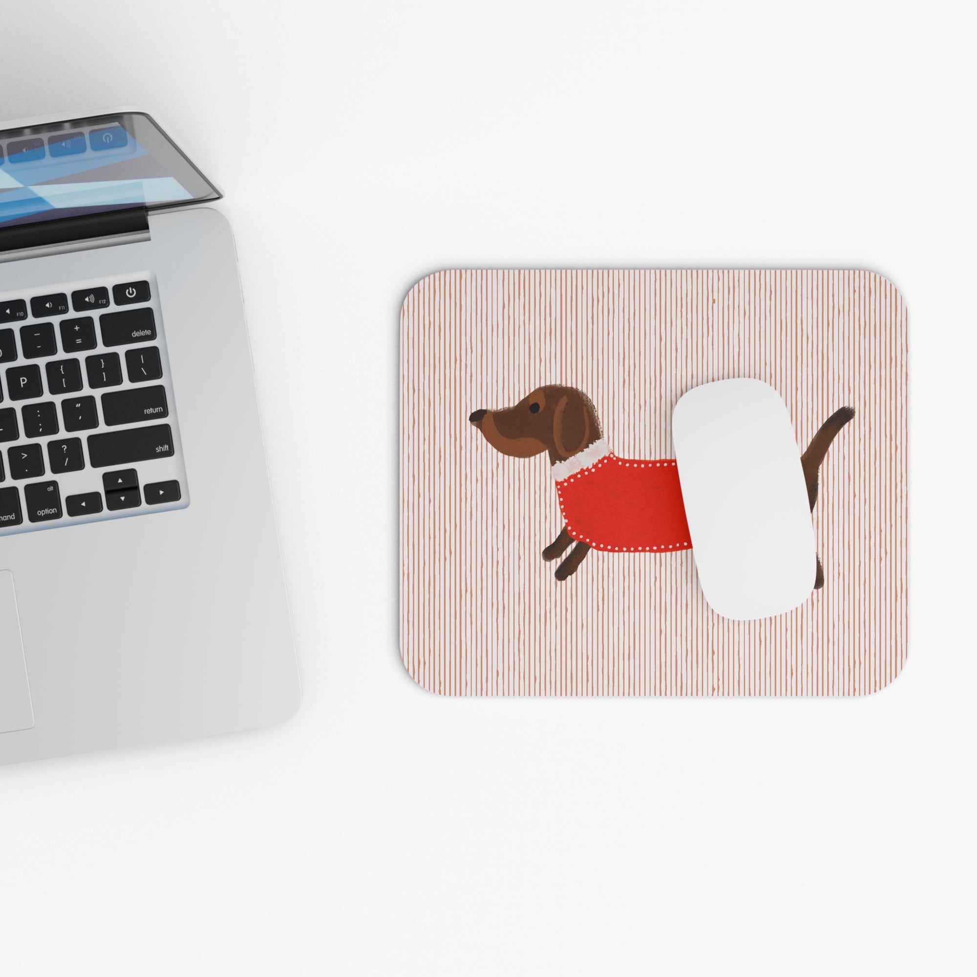 Dachshund Dog Mouse Pad — Cute Sausage Dog in Red Sweater Desk Pad