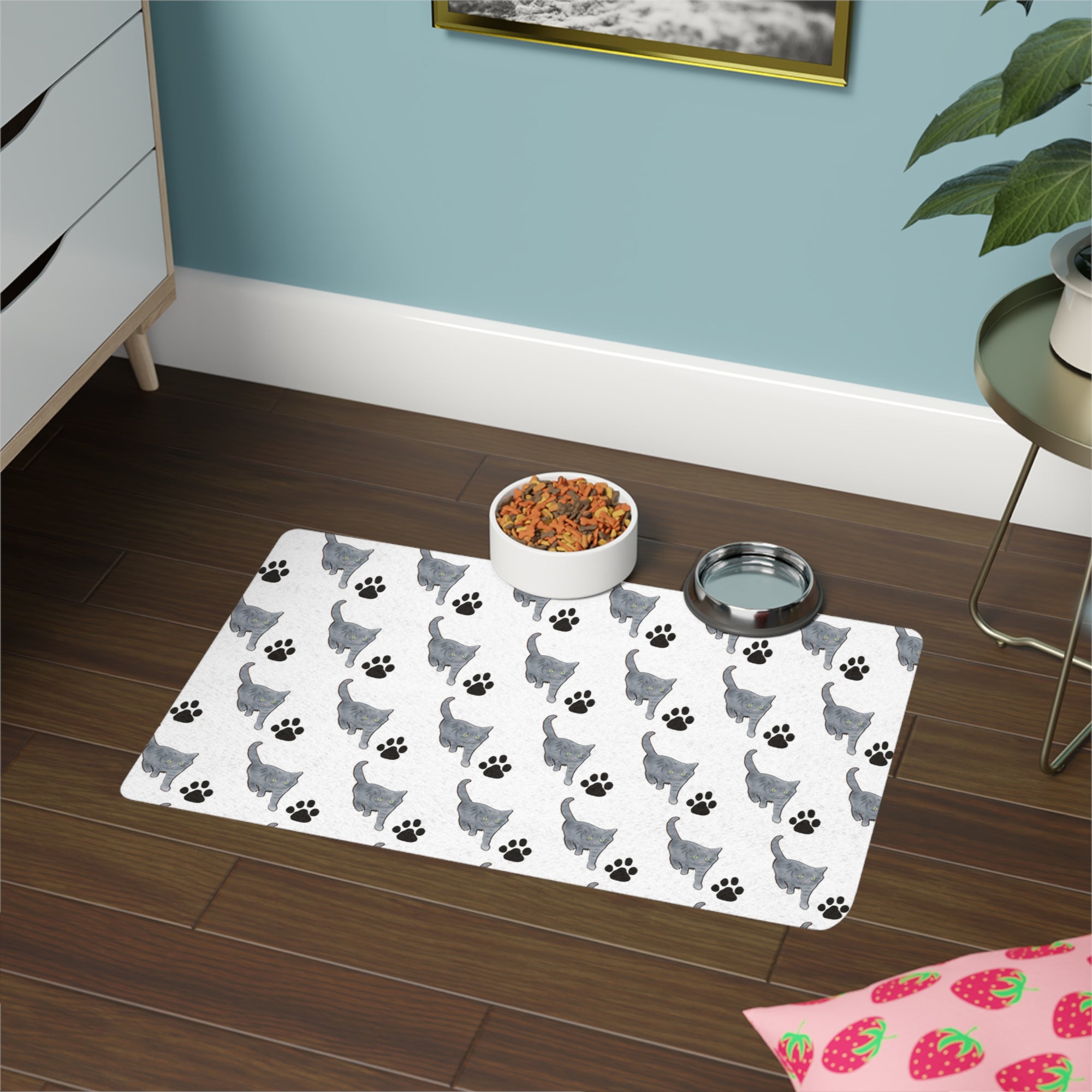 Cat Paw Print Pet Food Mat (12x18)