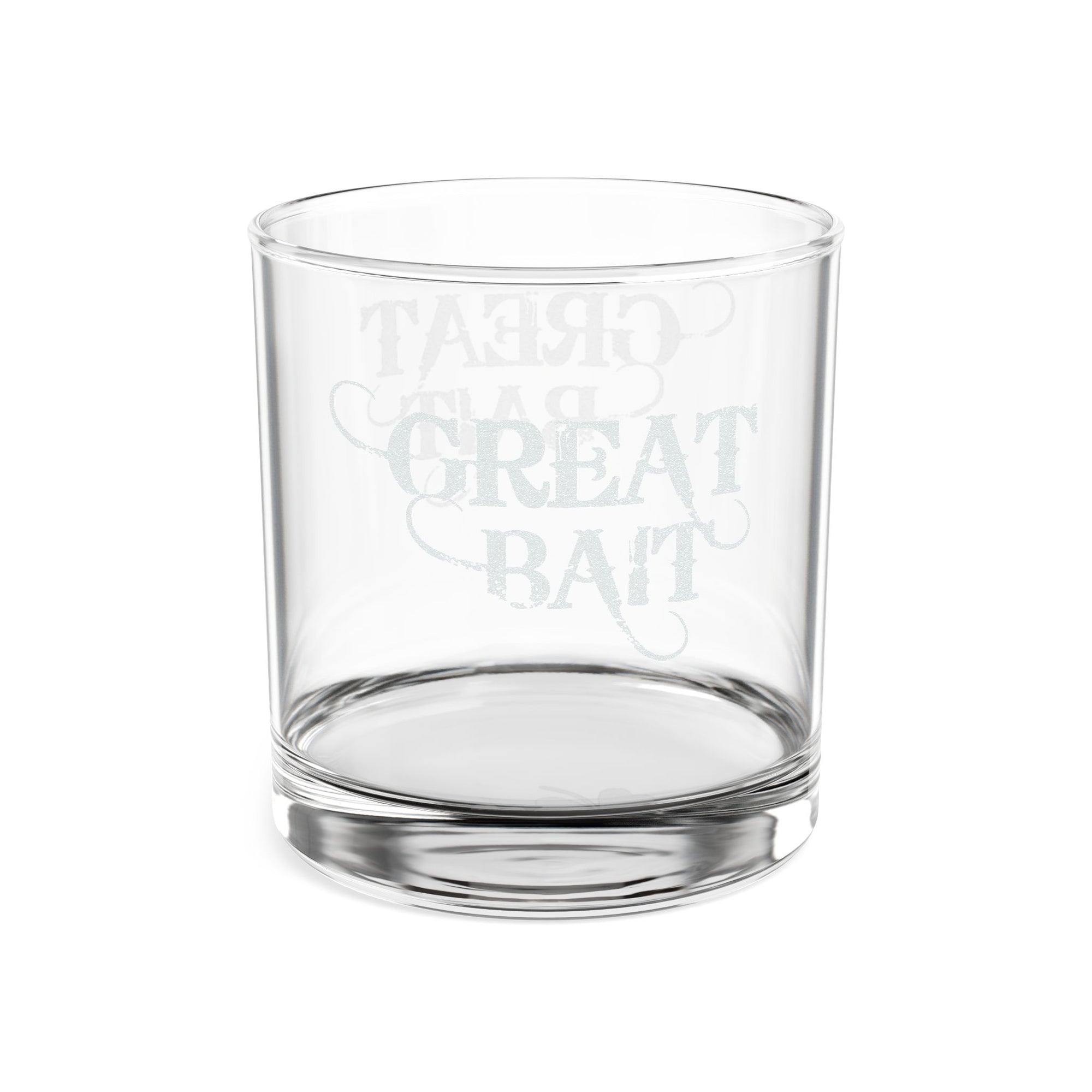 Great Bait Etched Rocks Glass