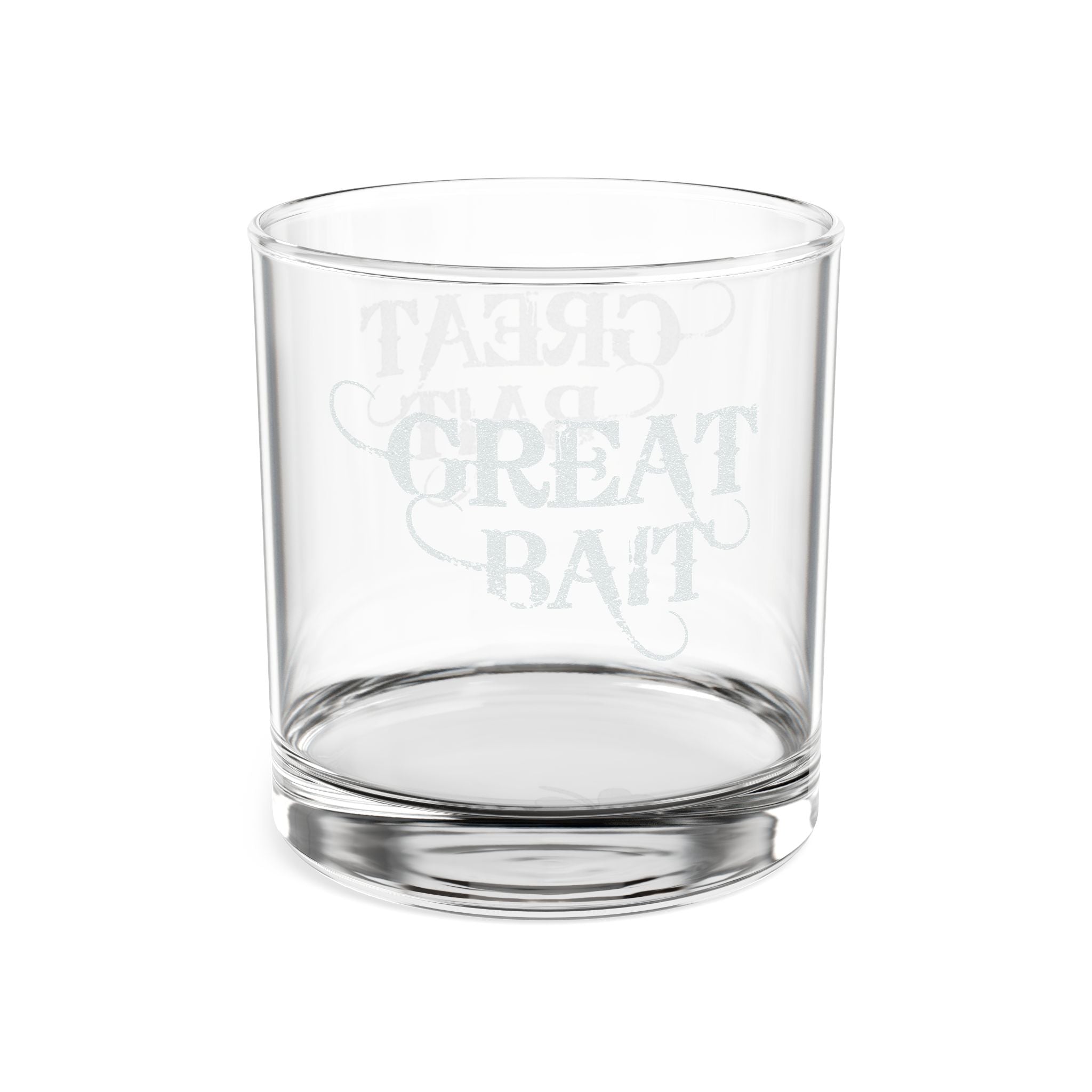 Great Bait Etched Rocks Glass