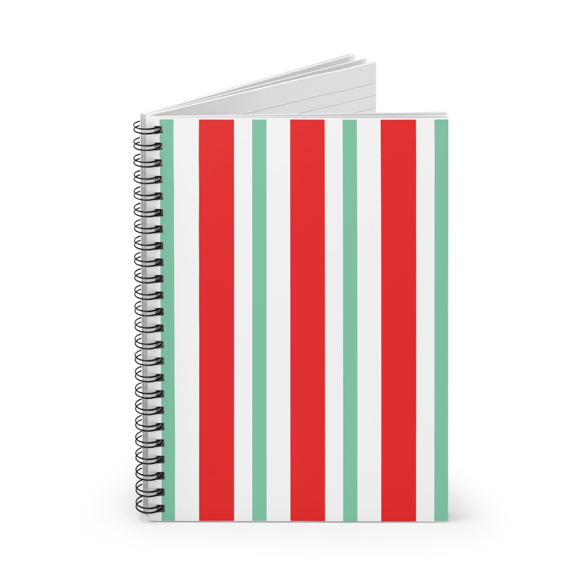 Red and Mint Vertical Stripe Notebook